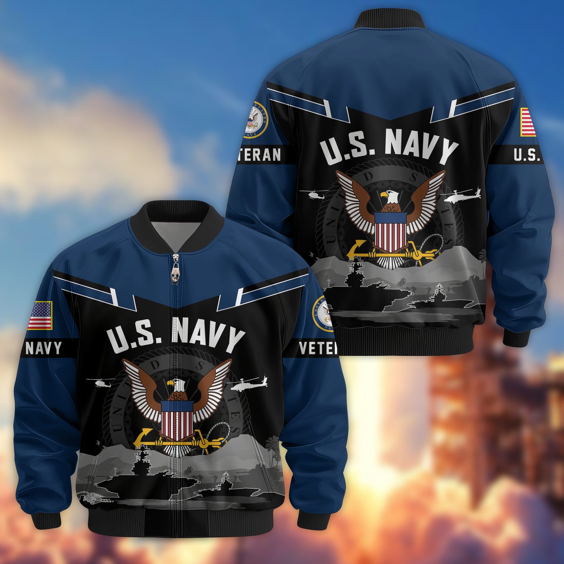 Premium US Veterans Bomber Jacket BPHN260911, Gifts For US Veterans, Gifts On Father's Day, Veterans Day.