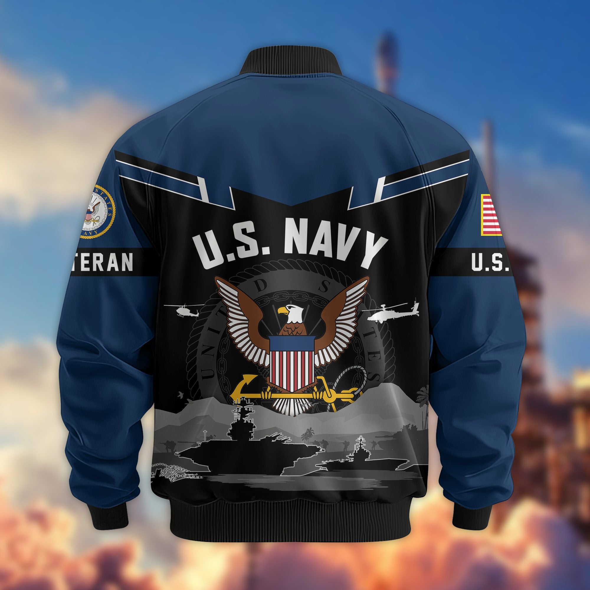 Premium US Veterans Bomber Jacket BPHN260911, Gifts For US Veterans, Gifts On Father's Day, Veterans Day.