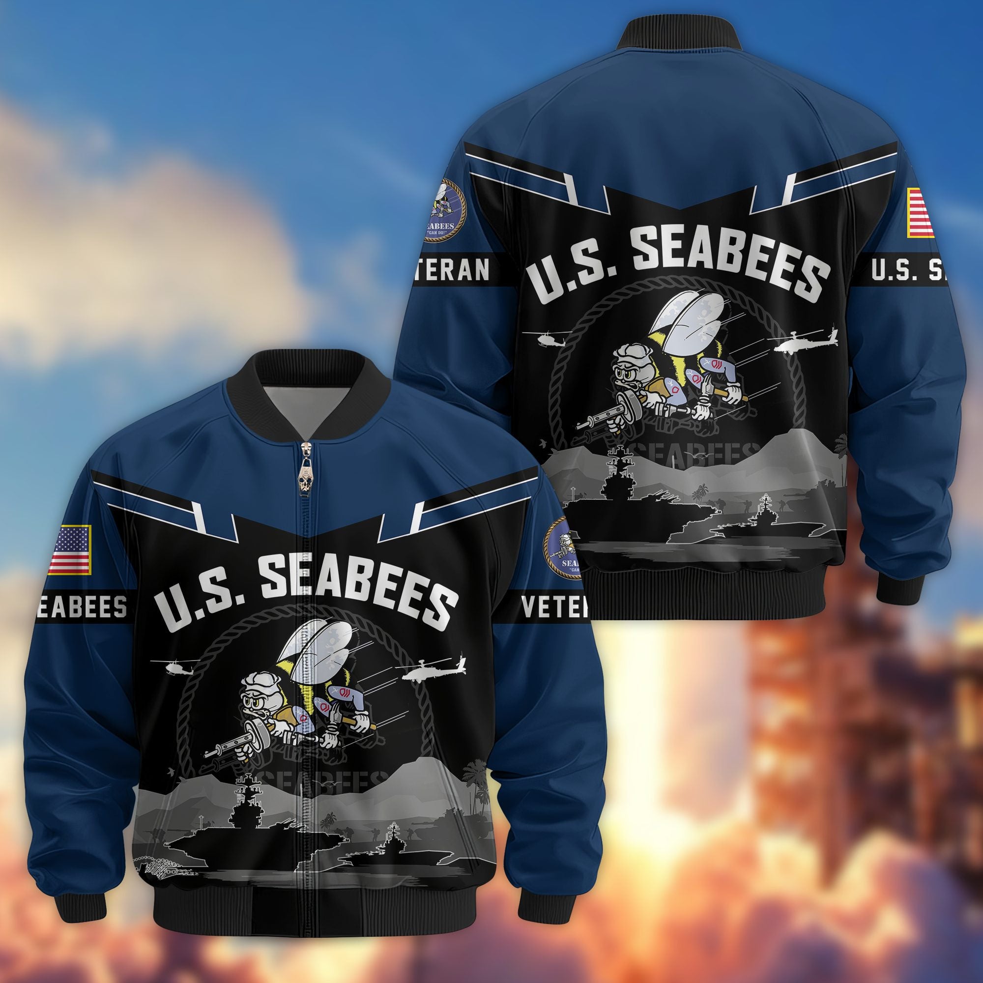 Premium US Veterans Bomber Jacket BPHN260911, Gifts For US Veterans, Gifts On Father's Day, Veterans Day.