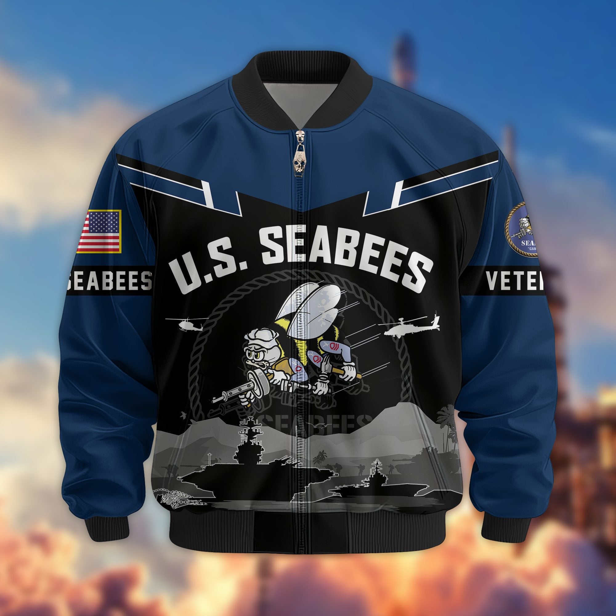 Premium US Veterans Bomber Jacket BPHN260911, Gifts For US Veterans, Gifts On Father's Day, Veterans Day.