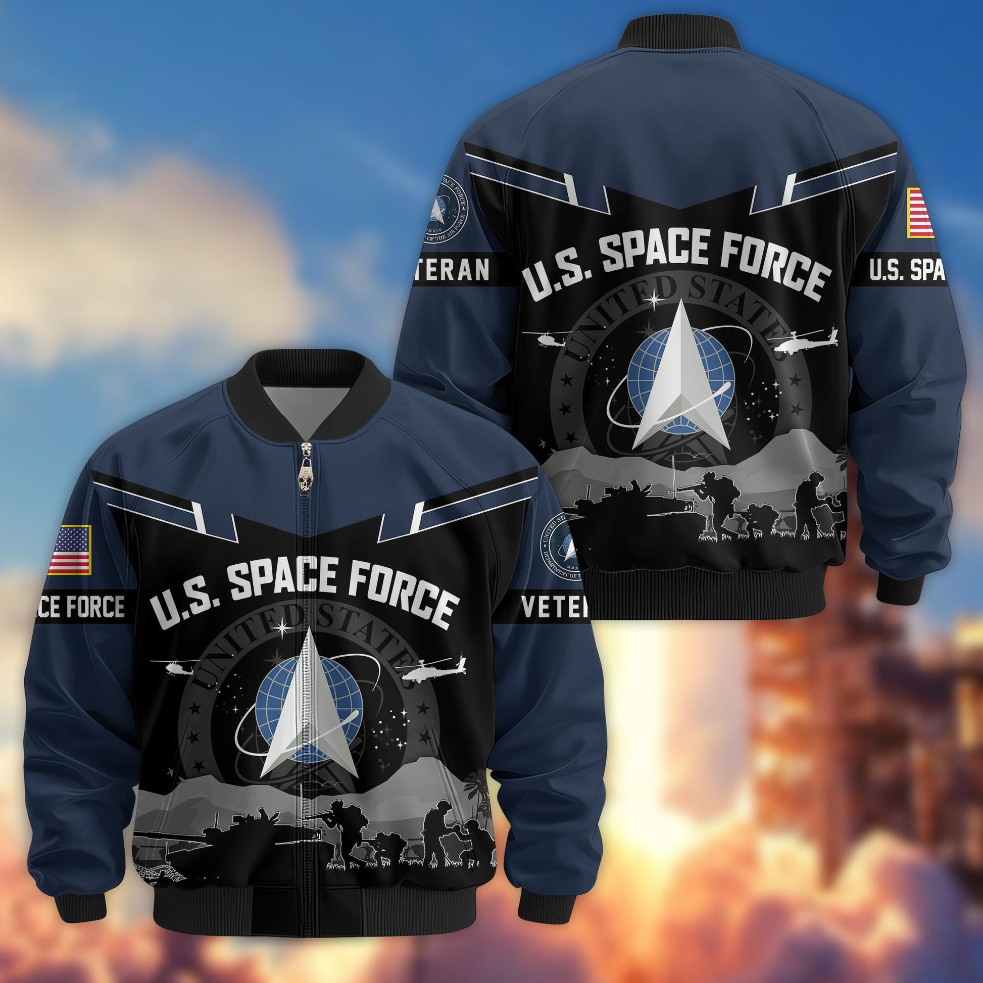 Premium US Veterans Bomber Jacket BPHN260911, Gifts For US Veterans, Gifts On Father's Day, Veterans Day.