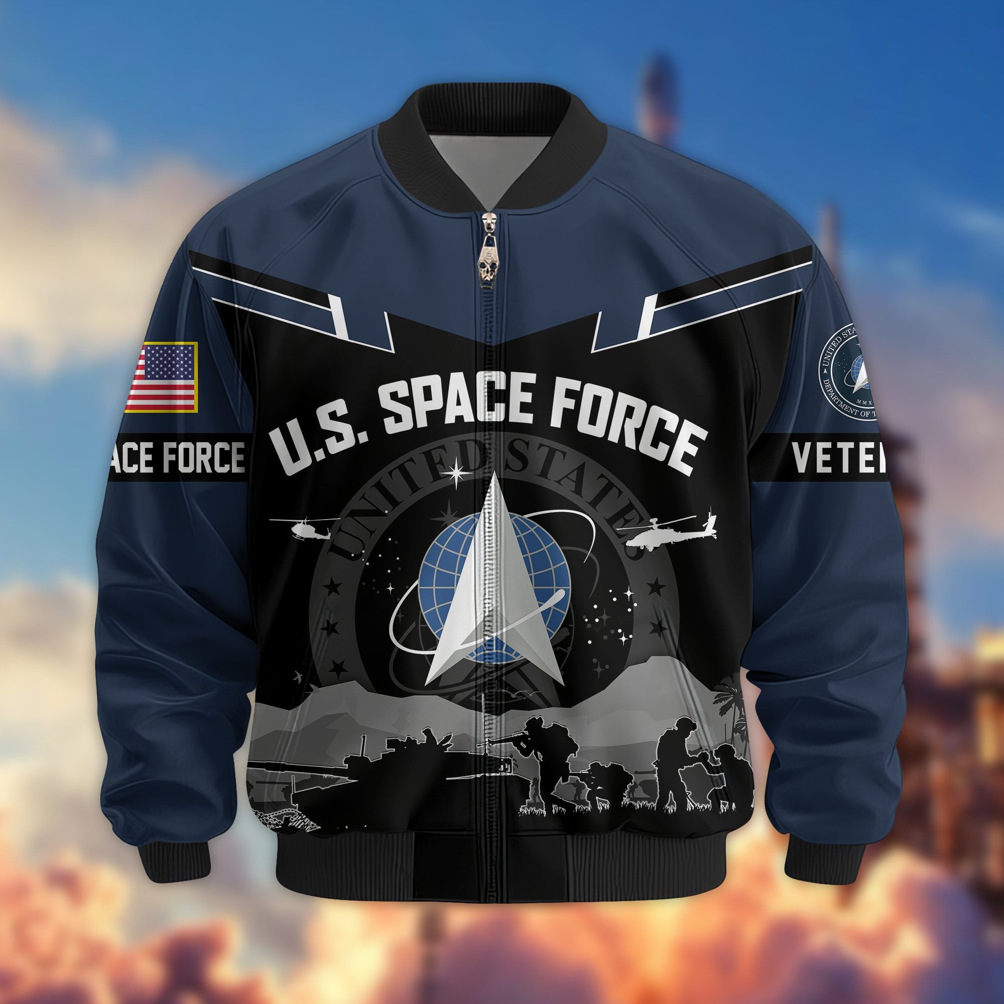 Premium US Veterans Bomber Jacket BPHN260911, Gifts For US Veterans, Gifts On Father's Day, Veterans Day.