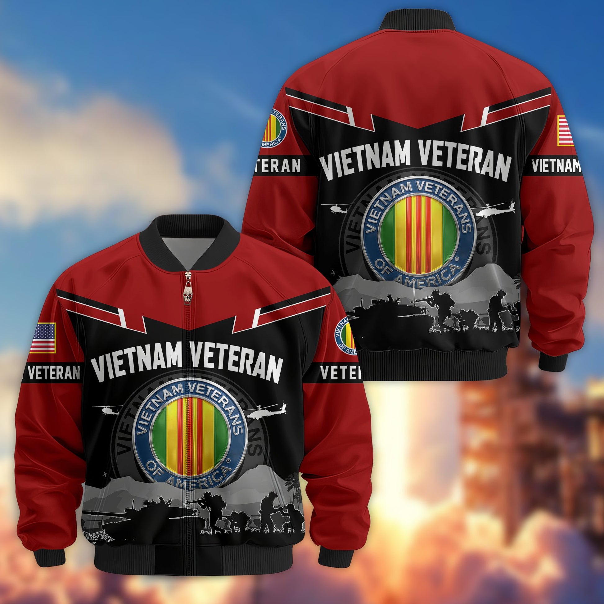 Premium US Veterans Bomber Jacket BPHN260911, Gifts For US Veterans, Gifts On Father's Day, Veterans Day.