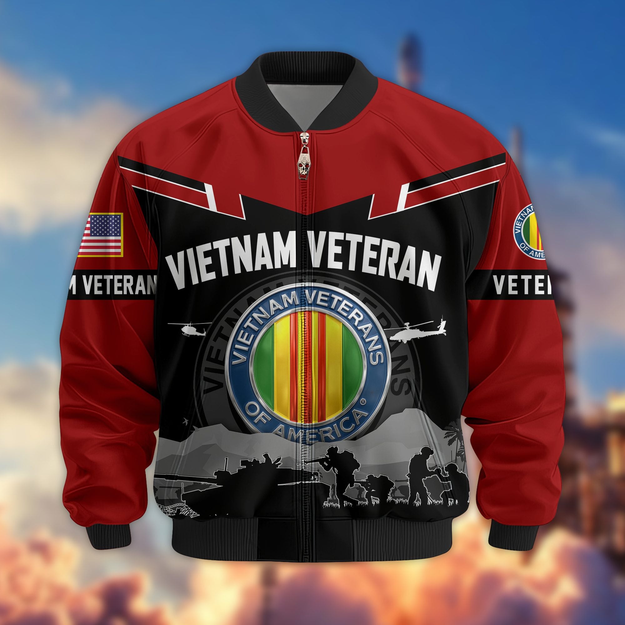 Premium US Veterans Bomber Jacket BPHN260911, Gifts For US Veterans, Gifts On Father's Day, Veterans Day.
