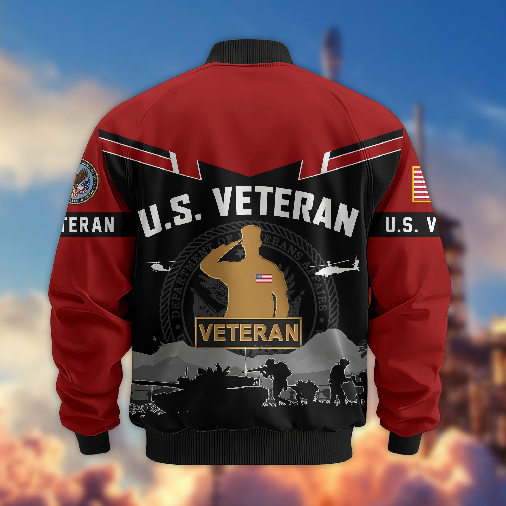 Premium US Veterans Bomber Jacket BPHN260911, Gifts For US Veterans, Gifts On Father's Day, Veterans Day.
