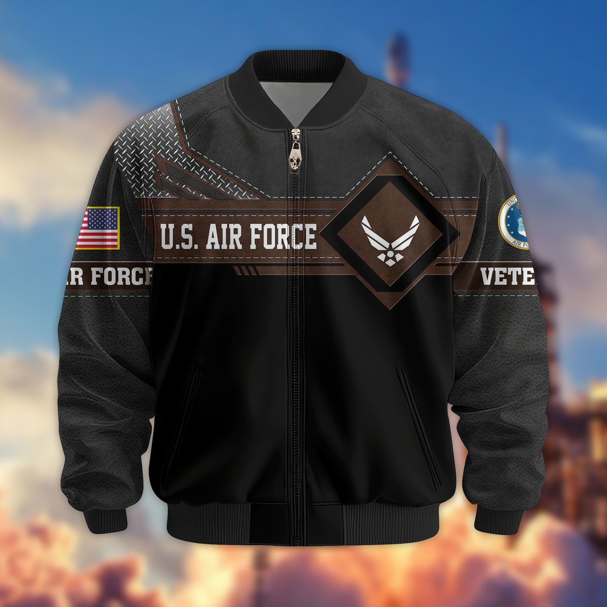 Premium US Veterans Bomber Jacket BPHN040914, Gifts For US Veterans, Gifts On Father's Day, Veterans Day.