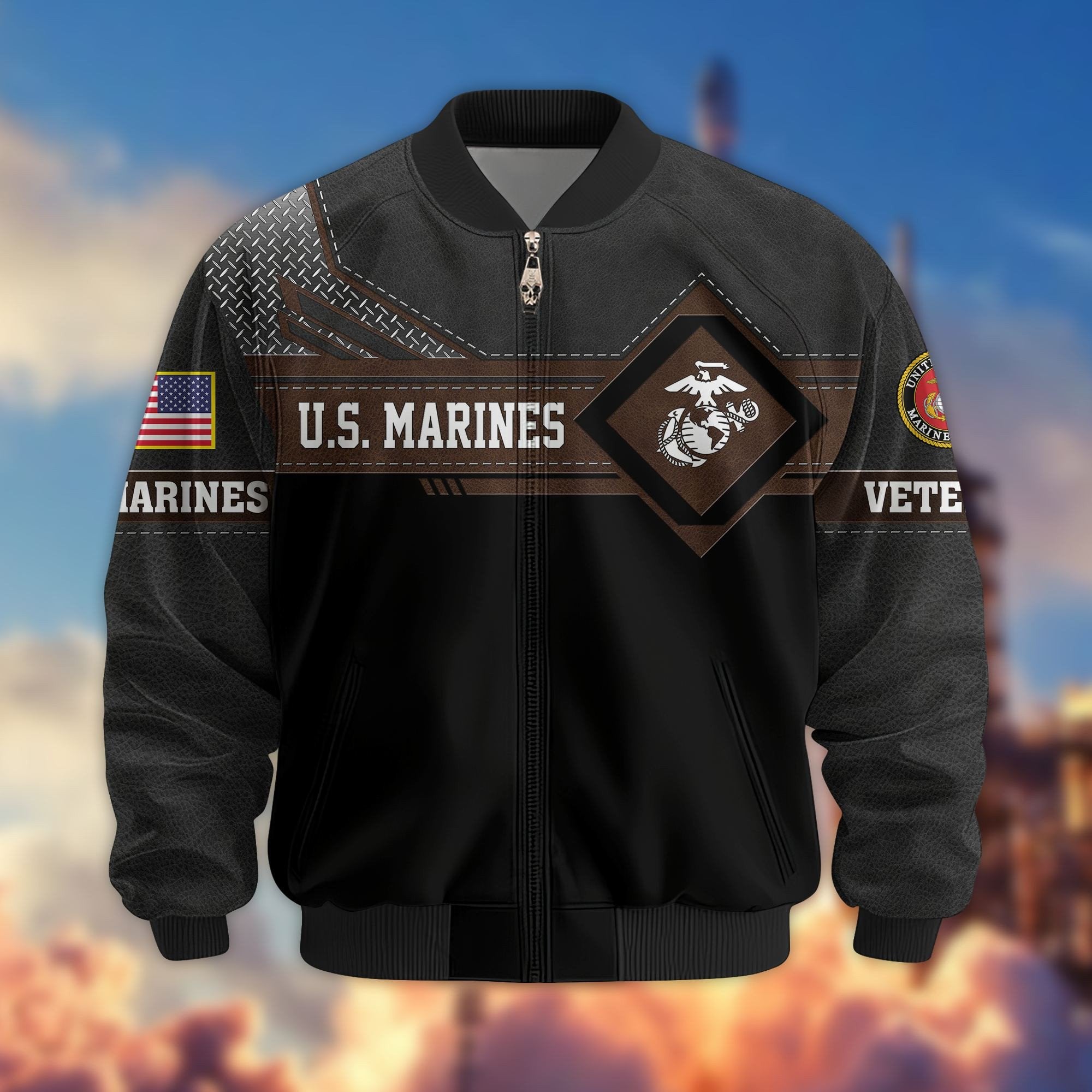 Premium US Veterans Bomber Jacket BPHN040914, Gifts For US Veterans, Gifts On Father's Day, Veterans Day.
