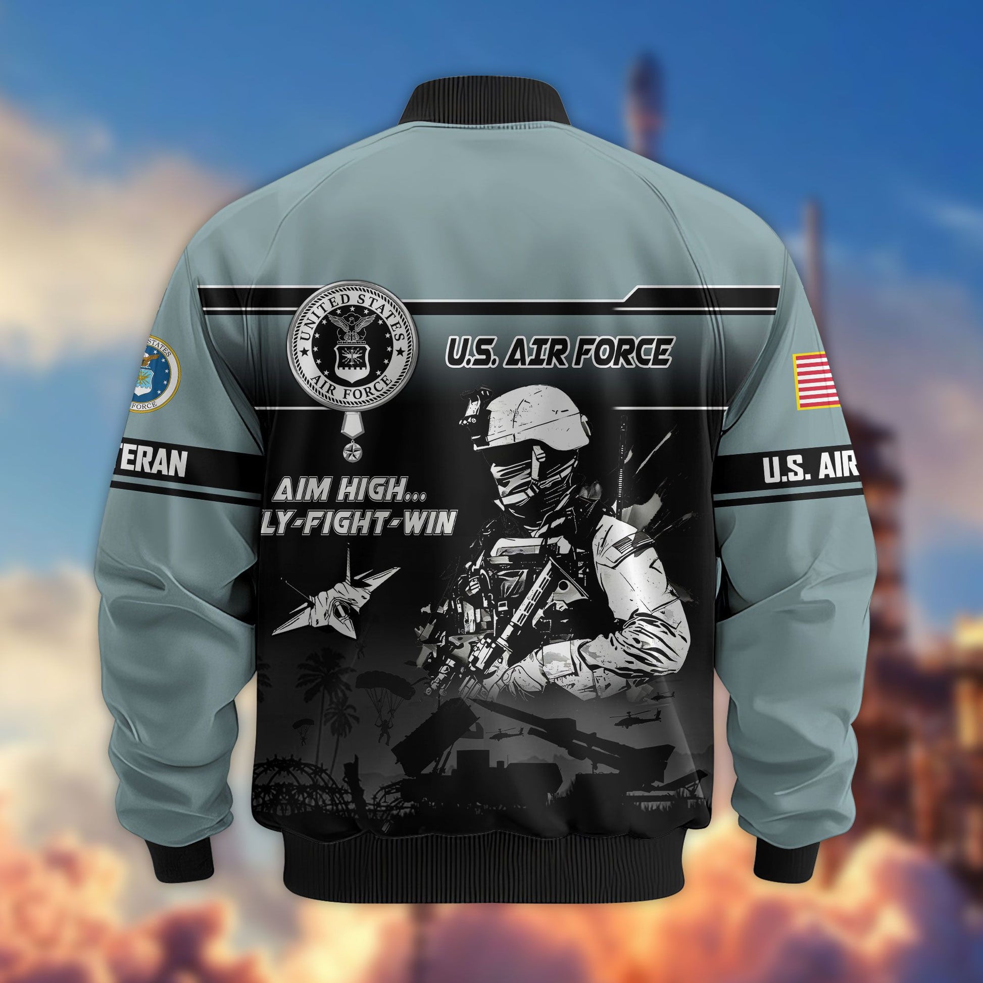 Premium US Veterans Bomber Jacket ATTN250922, Gifts For US Veterans, Gifts On Father's Day, Veterans Day.