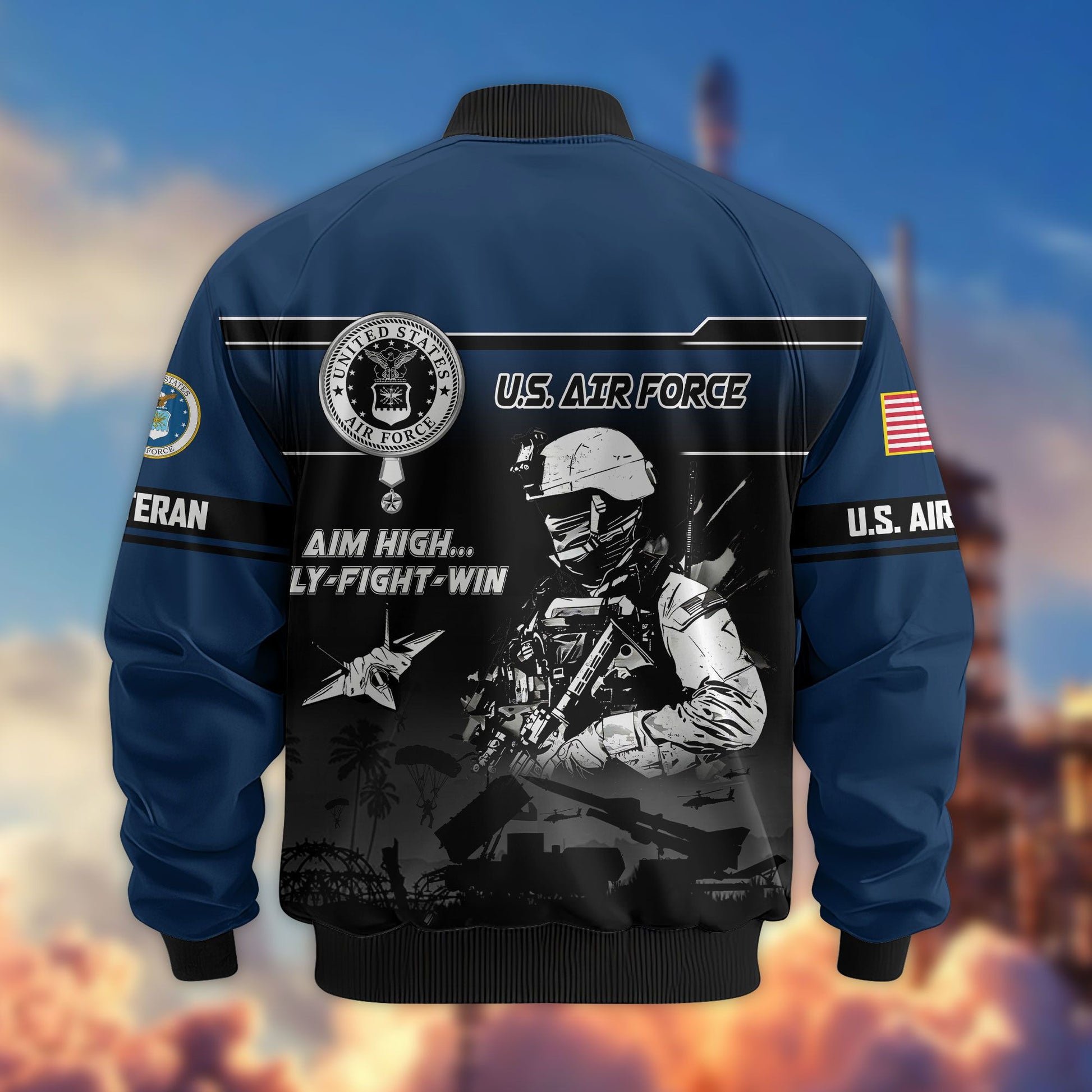 Premium US Veterans Bomber Jacket ATTN250922, Gifts For US Veterans, Gifts On Father's Day, Veterans Day.