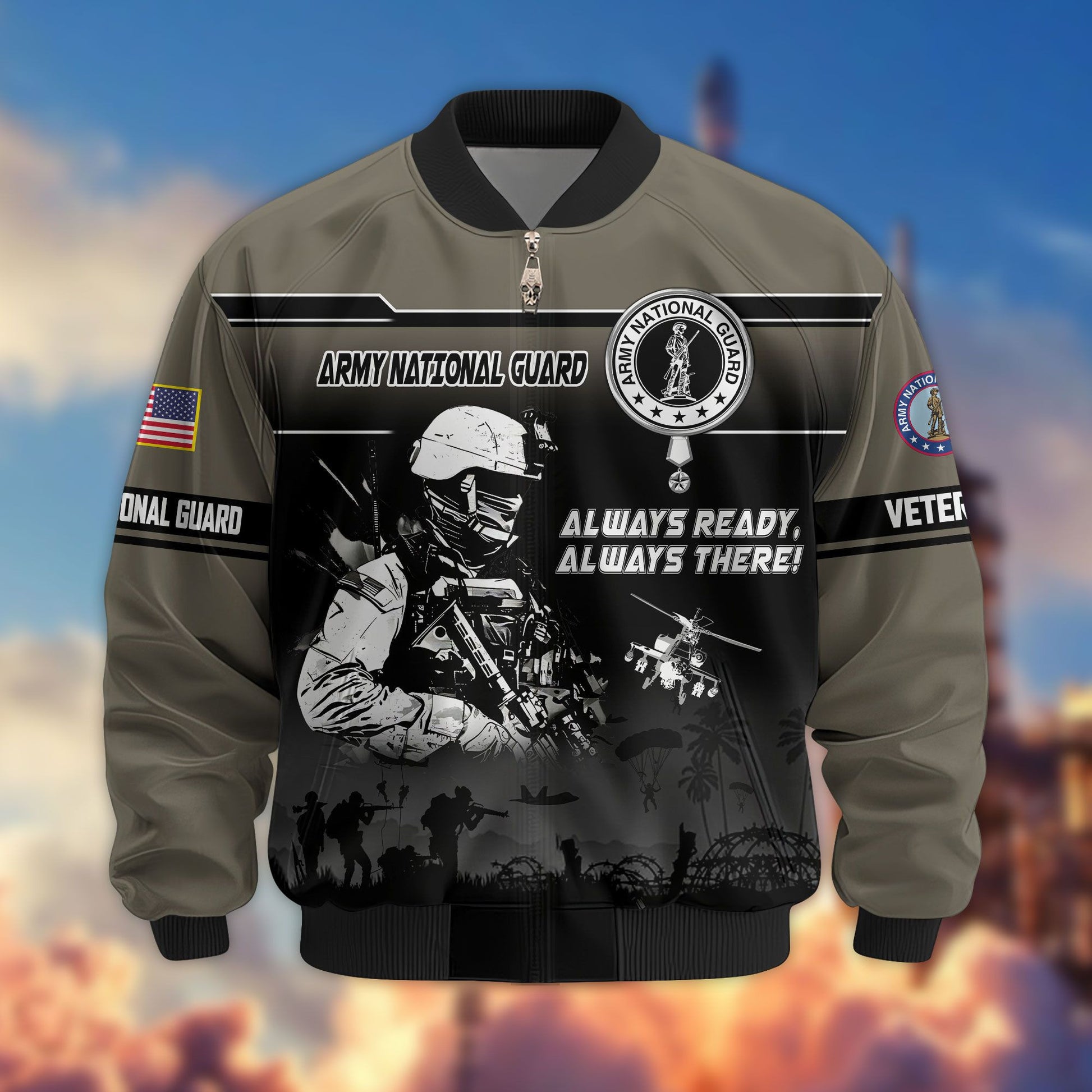 Premium US Veterans Bomber Jacket ATTN250922, Gifts For US Veterans, Gifts On Father's Day, Veterans Day.