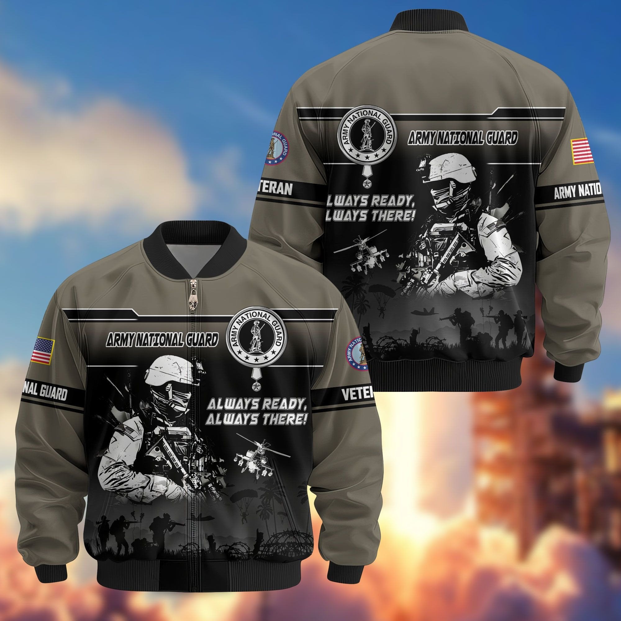 Premium US Veterans Bomber Jacket ATTN250922, Gifts For US Veterans, Gifts On Father's Day, Veterans Day.