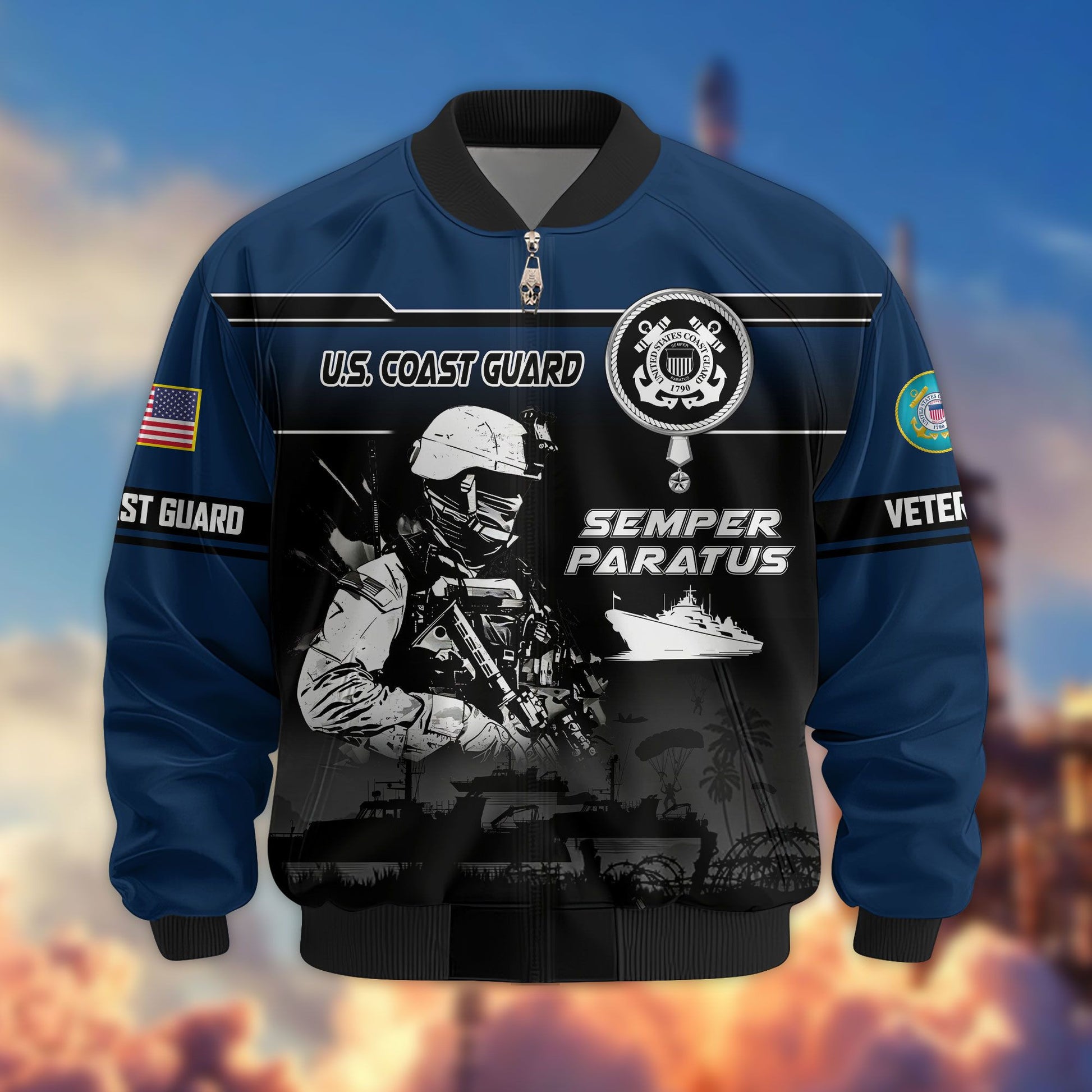 Premium US Veterans Bomber Jacket ATTN250922, Gifts For US Veterans, Gifts On Father's Day, Veterans Day.