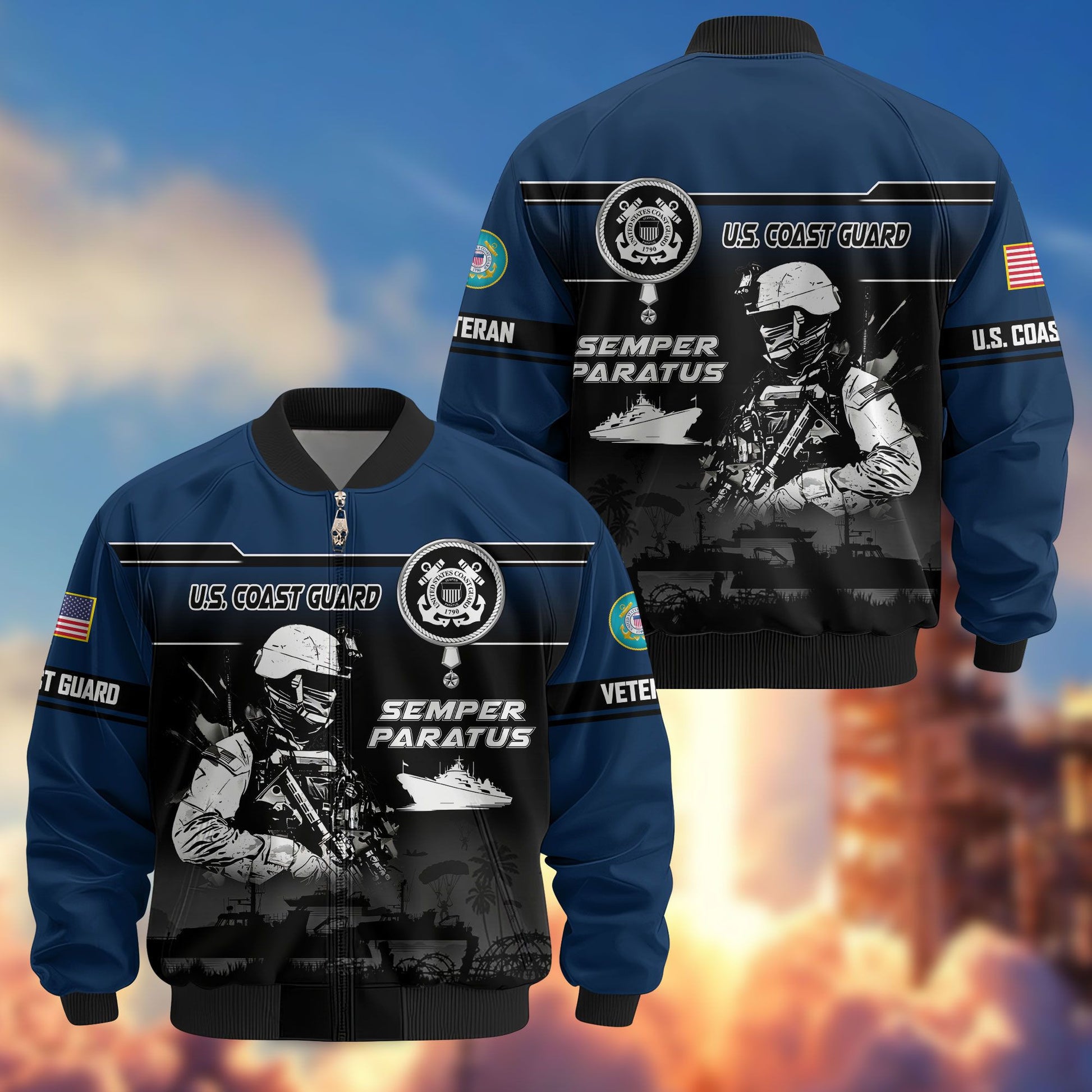 Premium US Veterans Bomber Jacket ATTN250922, Gifts For US Veterans, Gifts On Father's Day, Veterans Day.