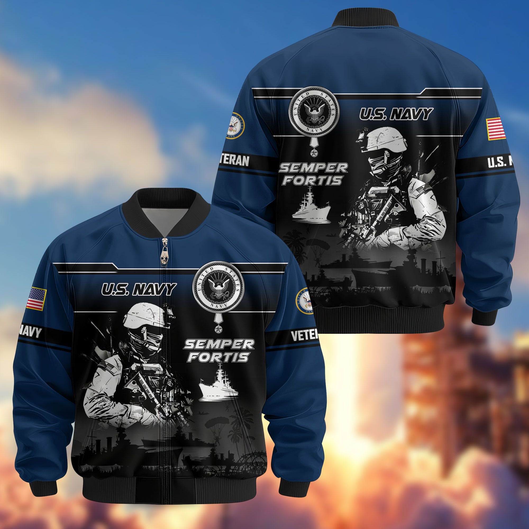 Premium US Veterans Bomber Jacket ATTN250922, Gifts For US Veterans, Gifts On Father's Day, Veterans Day.
