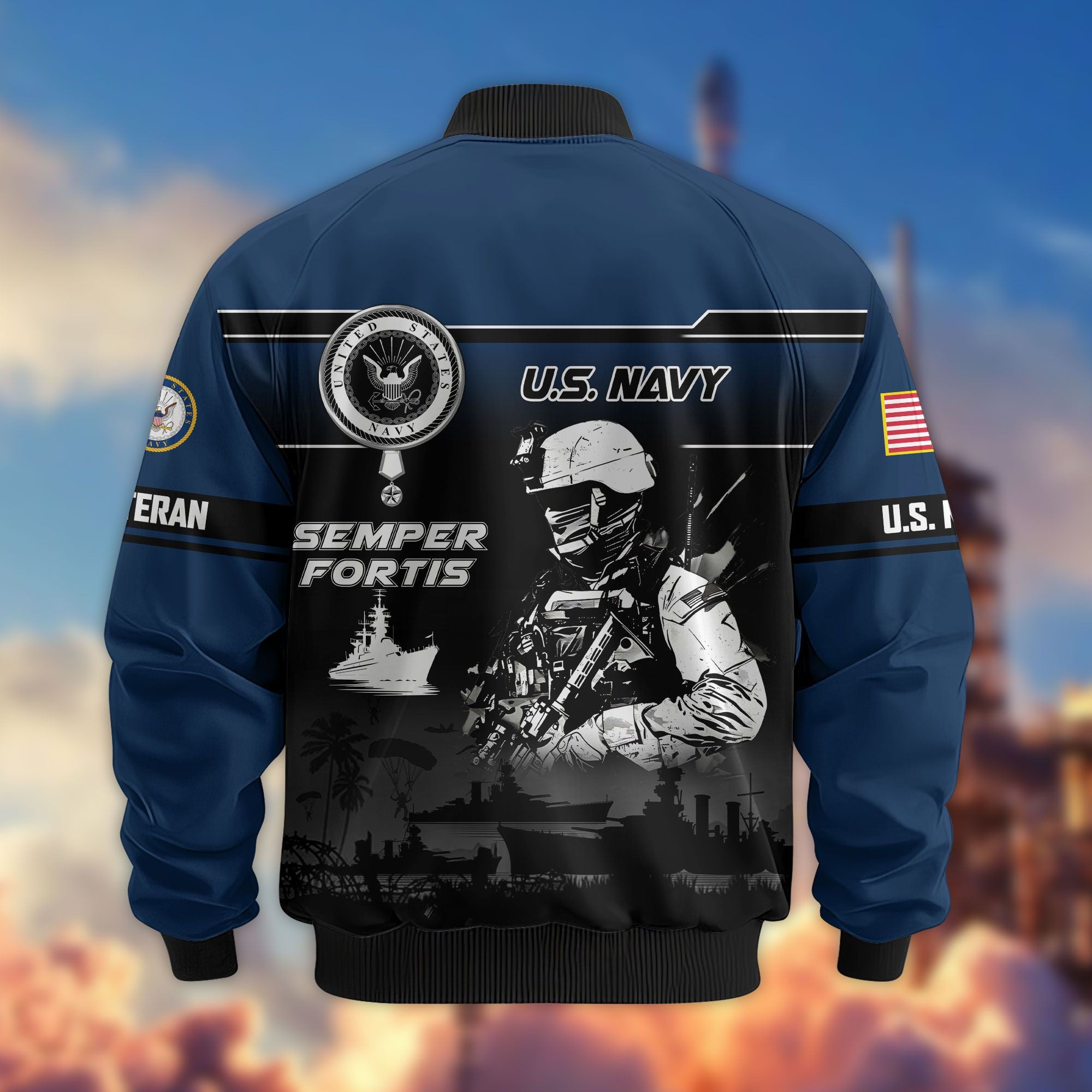 Premium US Veterans Bomber Jacket ATTN250922, Gifts For US Veterans, Gifts On Father's Day, Veterans Day.
