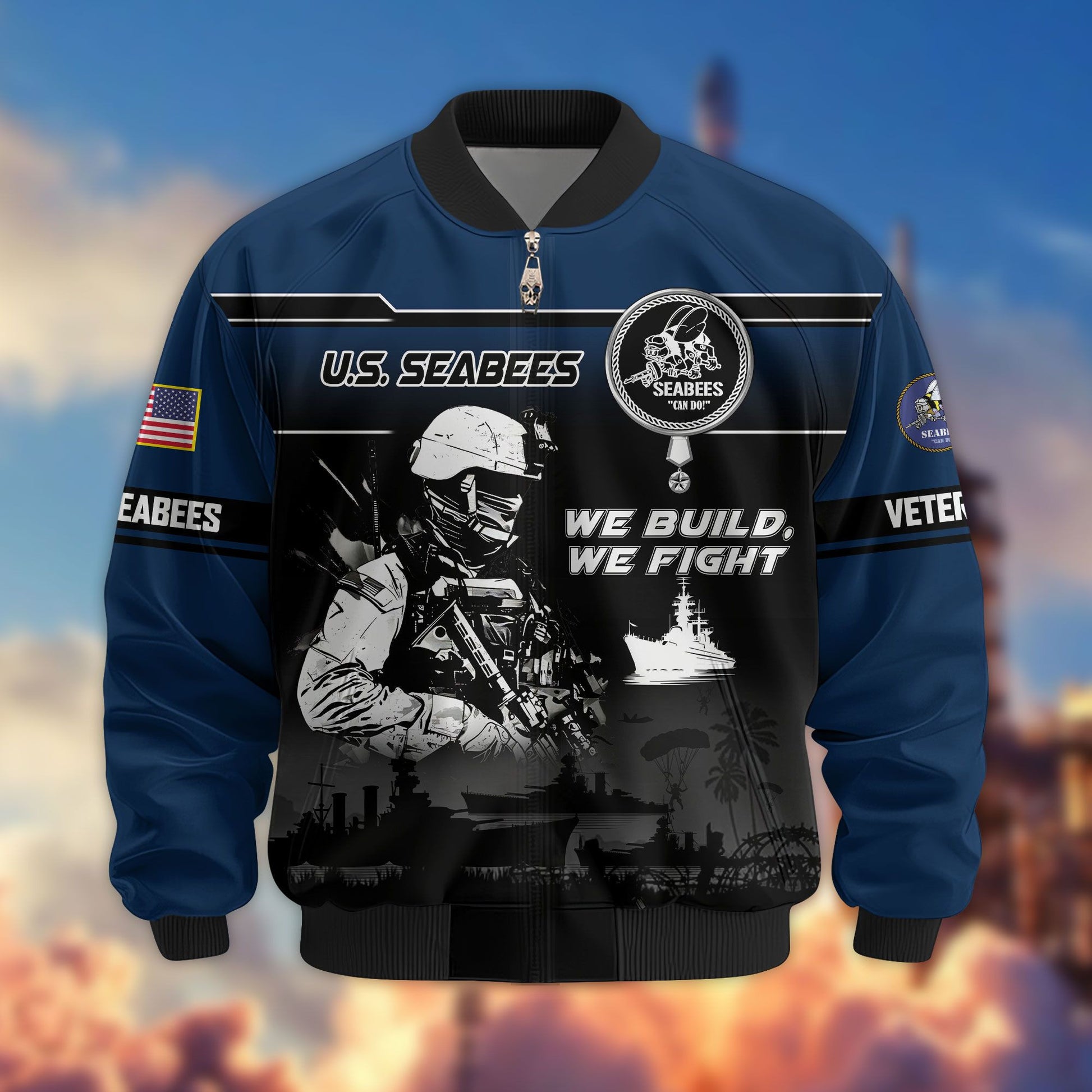 Premium US Veterans Bomber Jacket ATTN250922, Gifts For US Veterans, Gifts On Father's Day, Veterans Day.