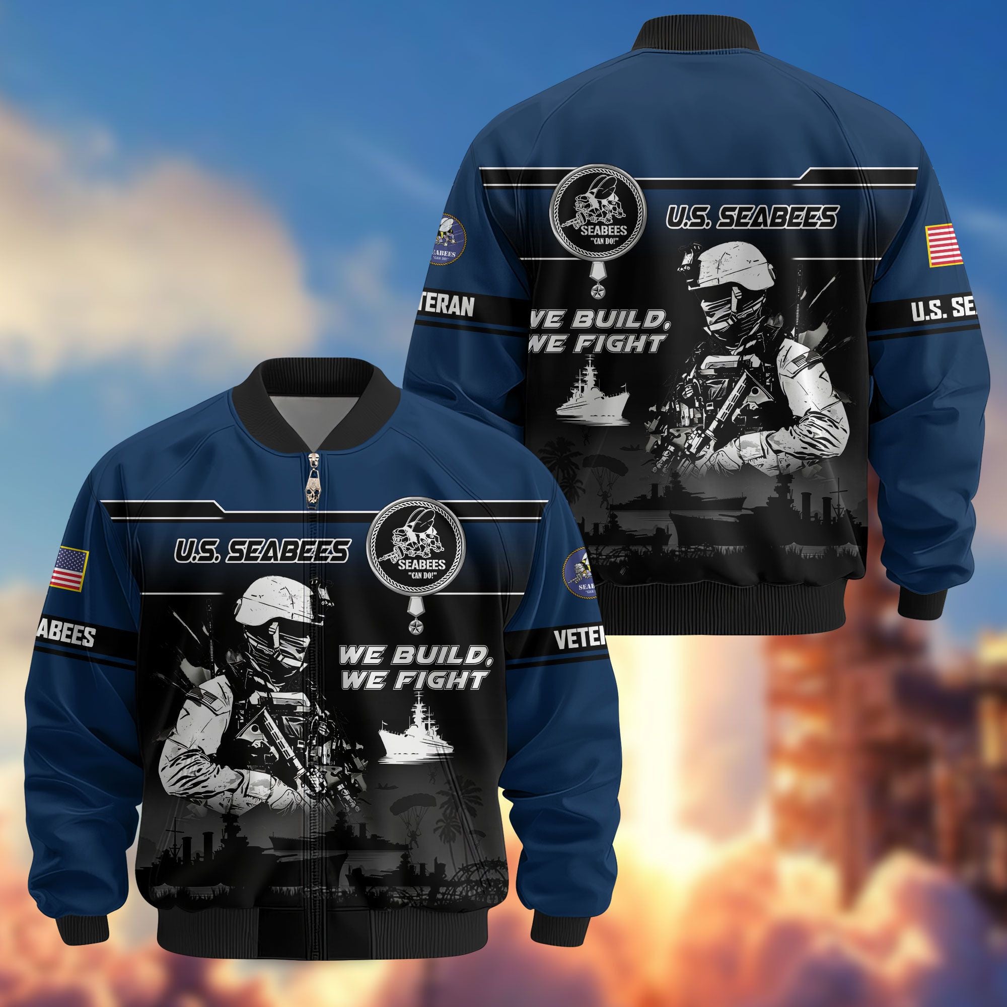 Premium US Veterans Bomber Jacket ATTN250922, Gifts For US Veterans, Gifts On Father's Day, Veterans Day.