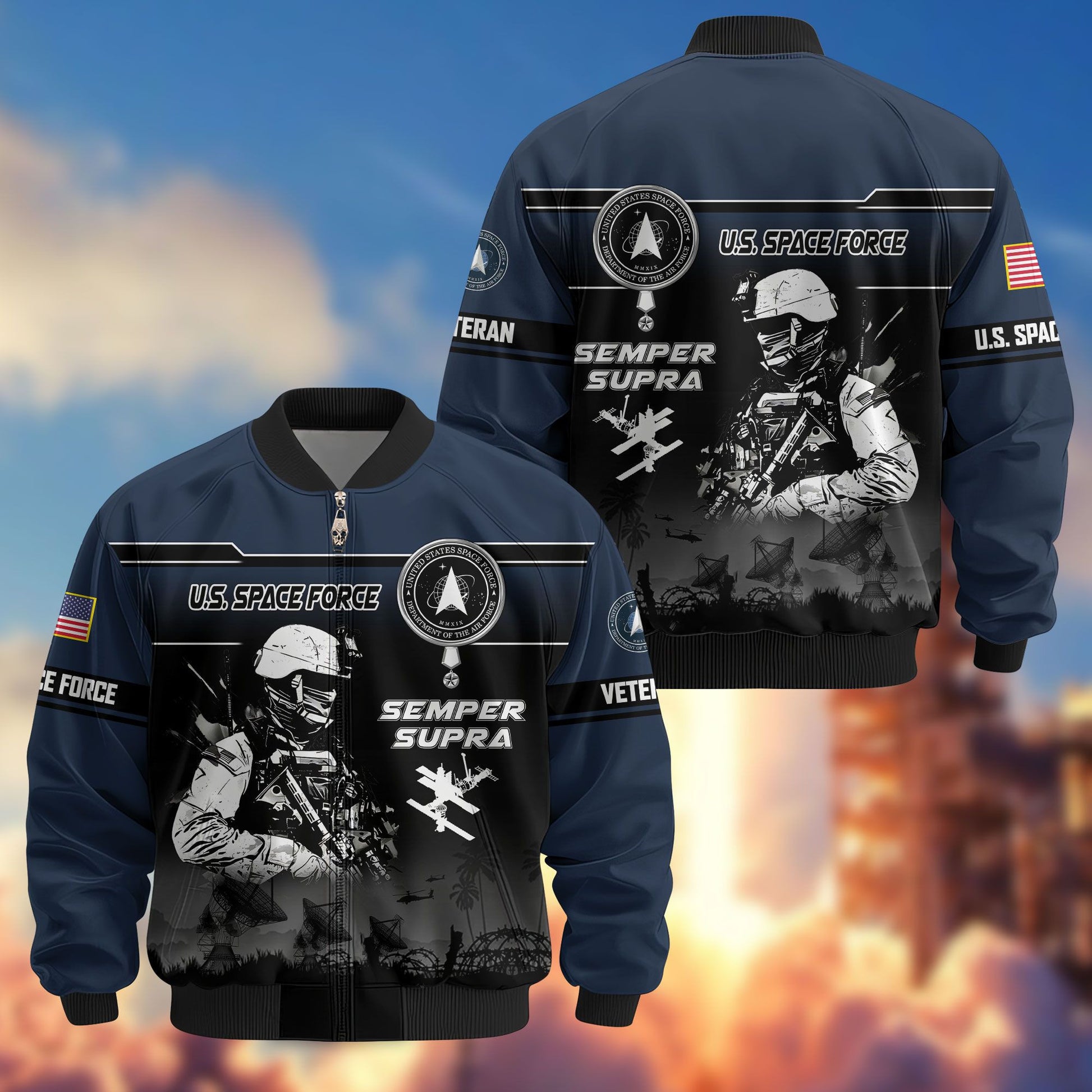 Premium US Veterans Bomber Jacket ATTN250922, Gifts For US Veterans, Gifts On Father's Day, Veterans Day.