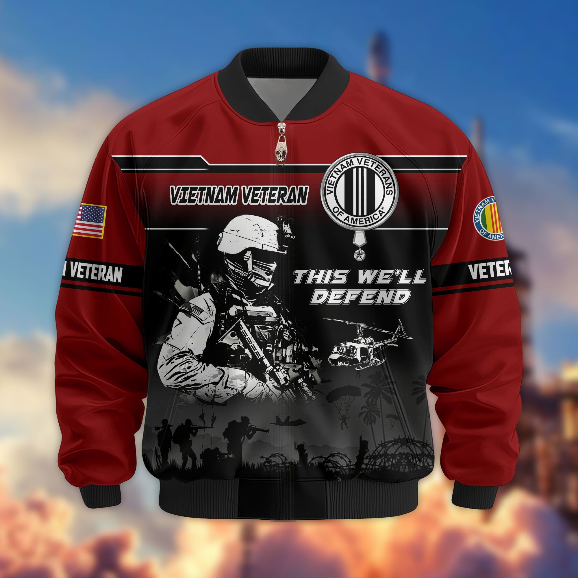 Premium US Veterans Bomber Jacket ATTN250922, Gifts For US Veterans, Gifts On Father's Day, Veterans Day.
