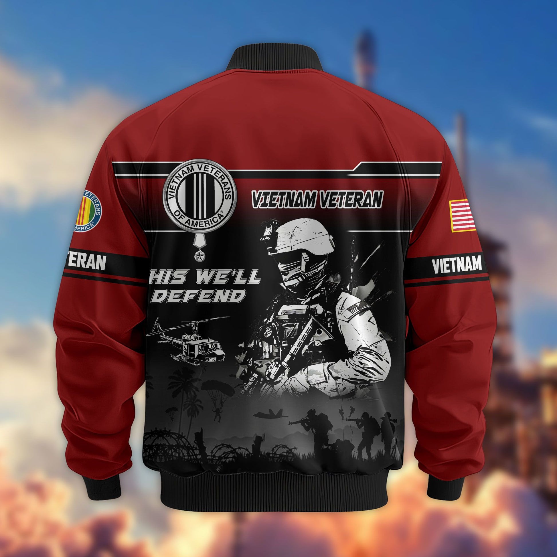 Premium US Veterans Bomber Jacket ATTN250922, Gifts For US Veterans, Gifts On Father's Day, Veterans Day.