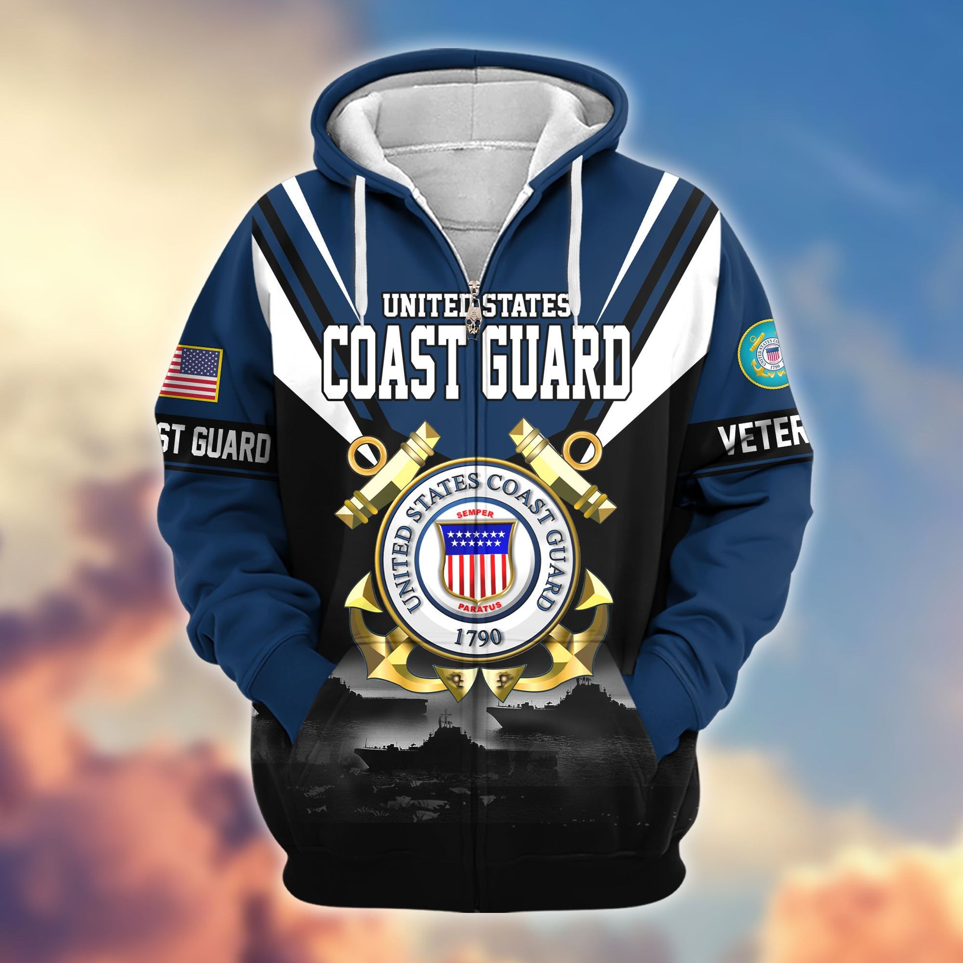 Premium US Veterans Zip Hoodie BPHN011012, Gifts For US Veterans, Gifts On Father's Day, Veterans Day.