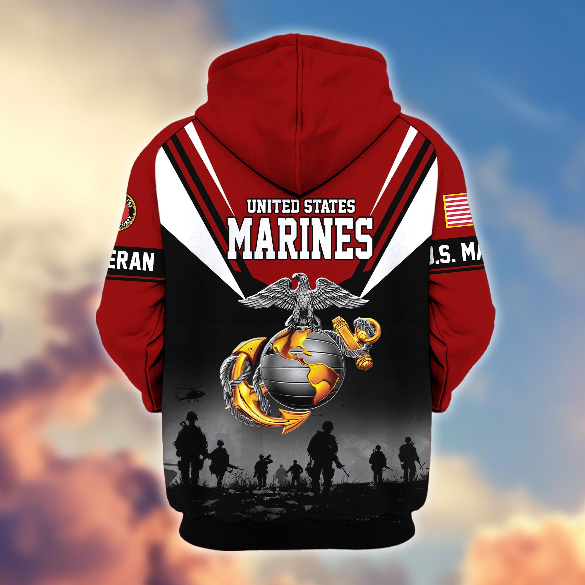 Premium US Veterans Zip Hoodie BPHN011012, Gifts For US Veterans, Gifts On Father's Day, Veterans Day.