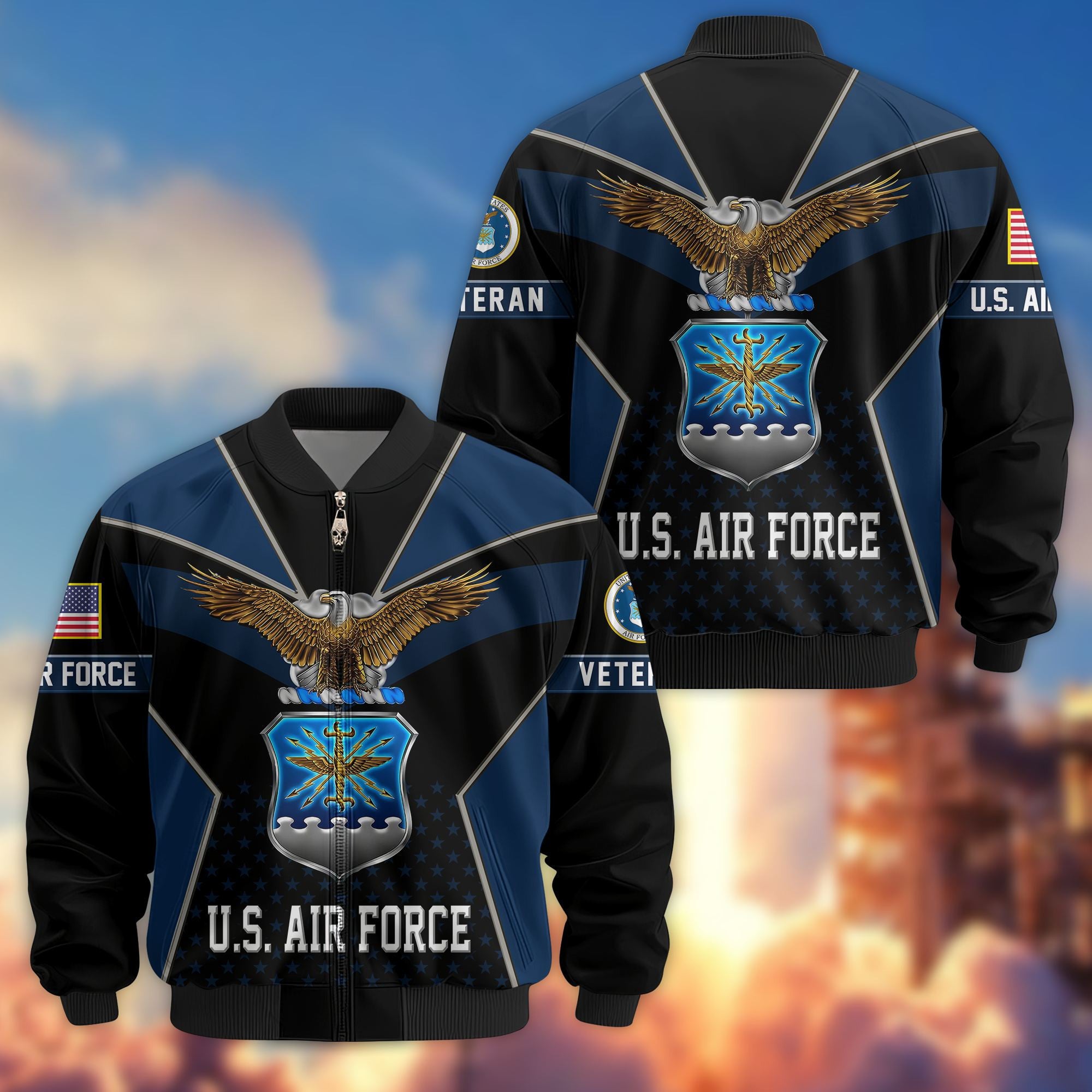 Premium US Veterans Bomber Jacket BPHN190813, Gifts For US Veterans, Gifts On Father's Day, Veterans Day.