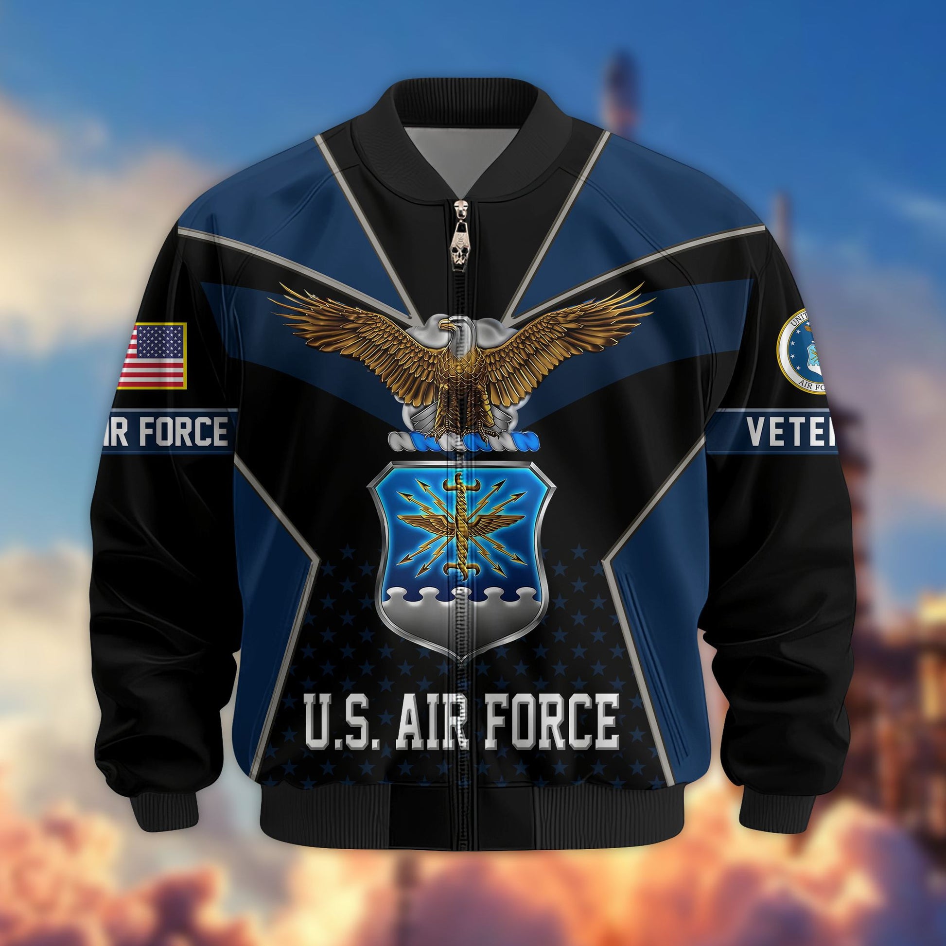 Premium US Veterans Bomber Jacket BPHN190813, Gifts For US Veterans, Gifts On Father's Day, Veterans Day.
