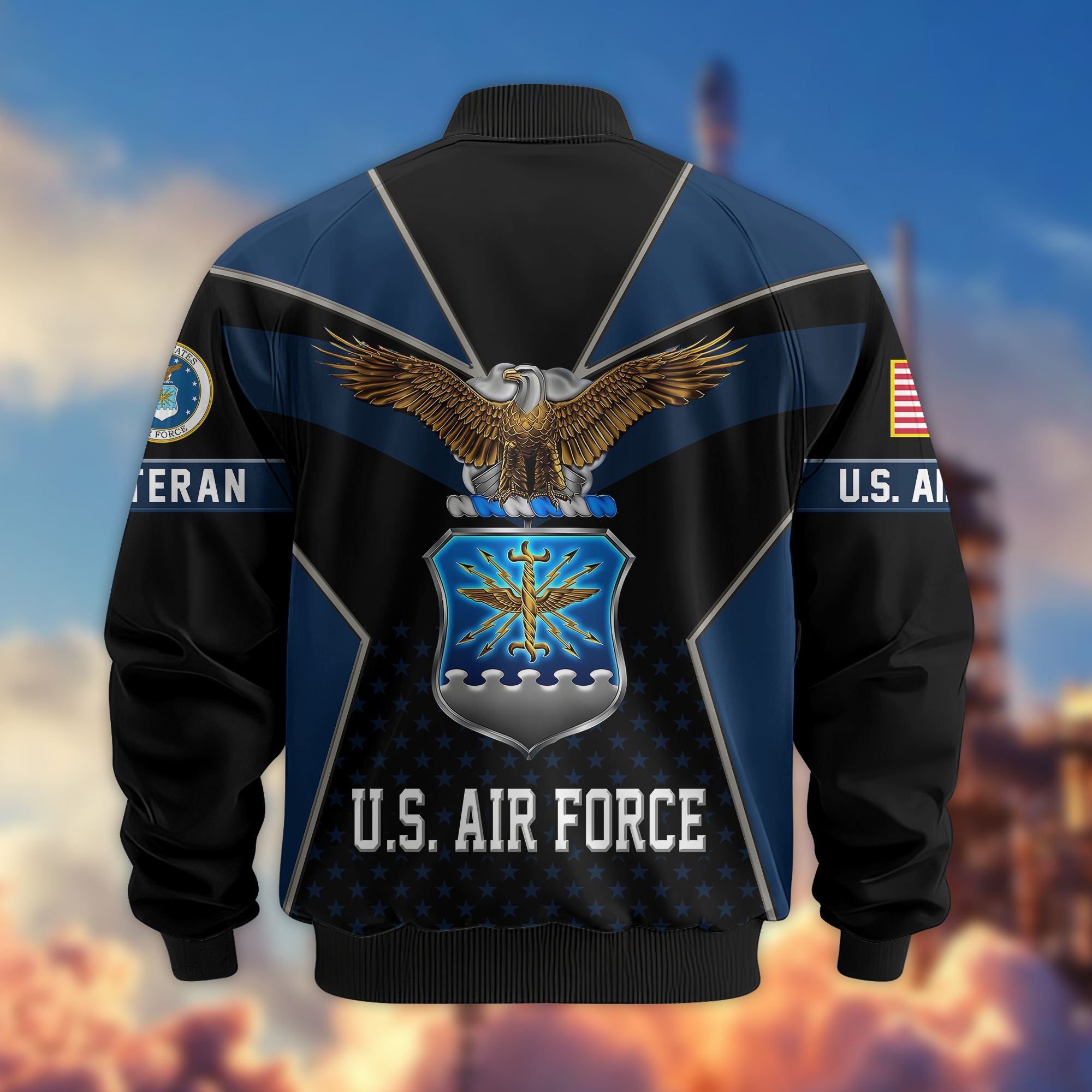 Premium US Veterans Bomber Jacket BPHN190813, Gifts For US Veterans, Gifts On Father's Day, Veterans Day.