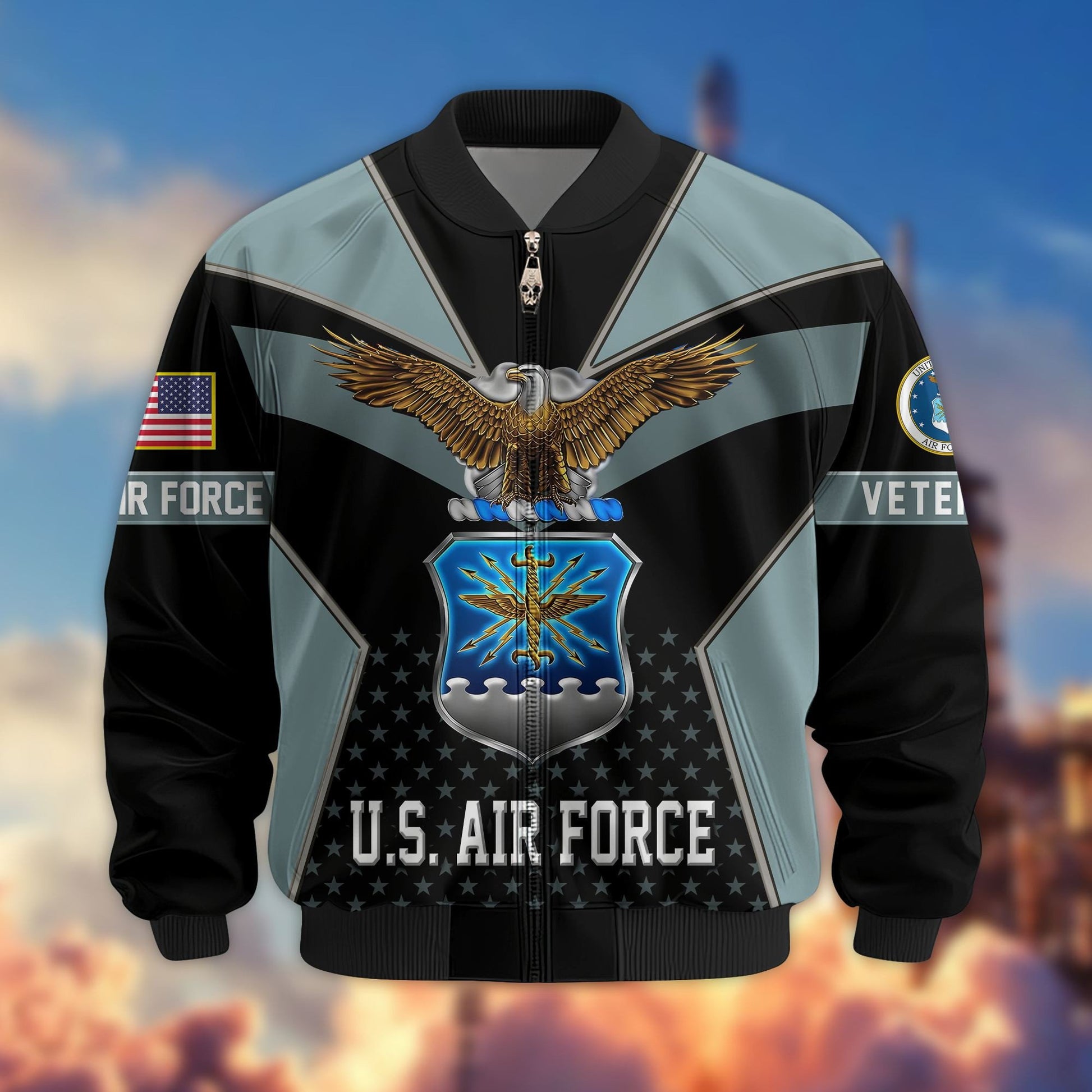 Premium US Veterans Bomber Jacket BPHN190813, Gifts For US Veterans, Gifts On Father's Day, Veterans Day.