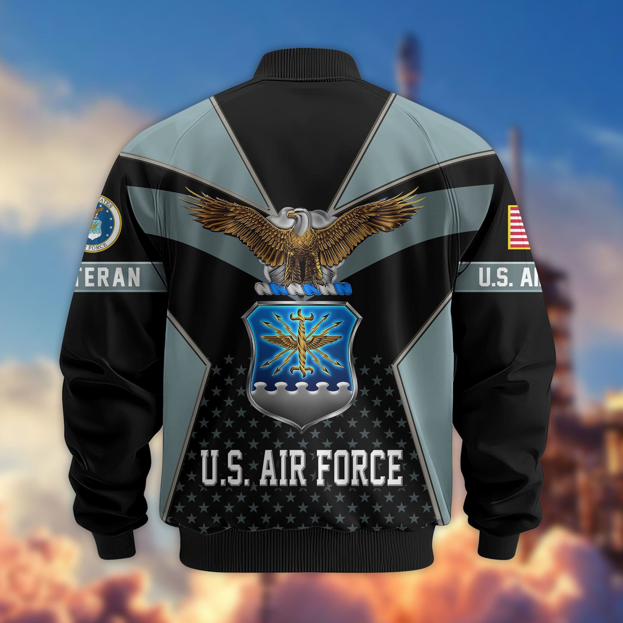 Premium US Veterans Bomber Jacket BPHN190813, Gifts For US Veterans, Gifts On Father's Day, Veterans Day.