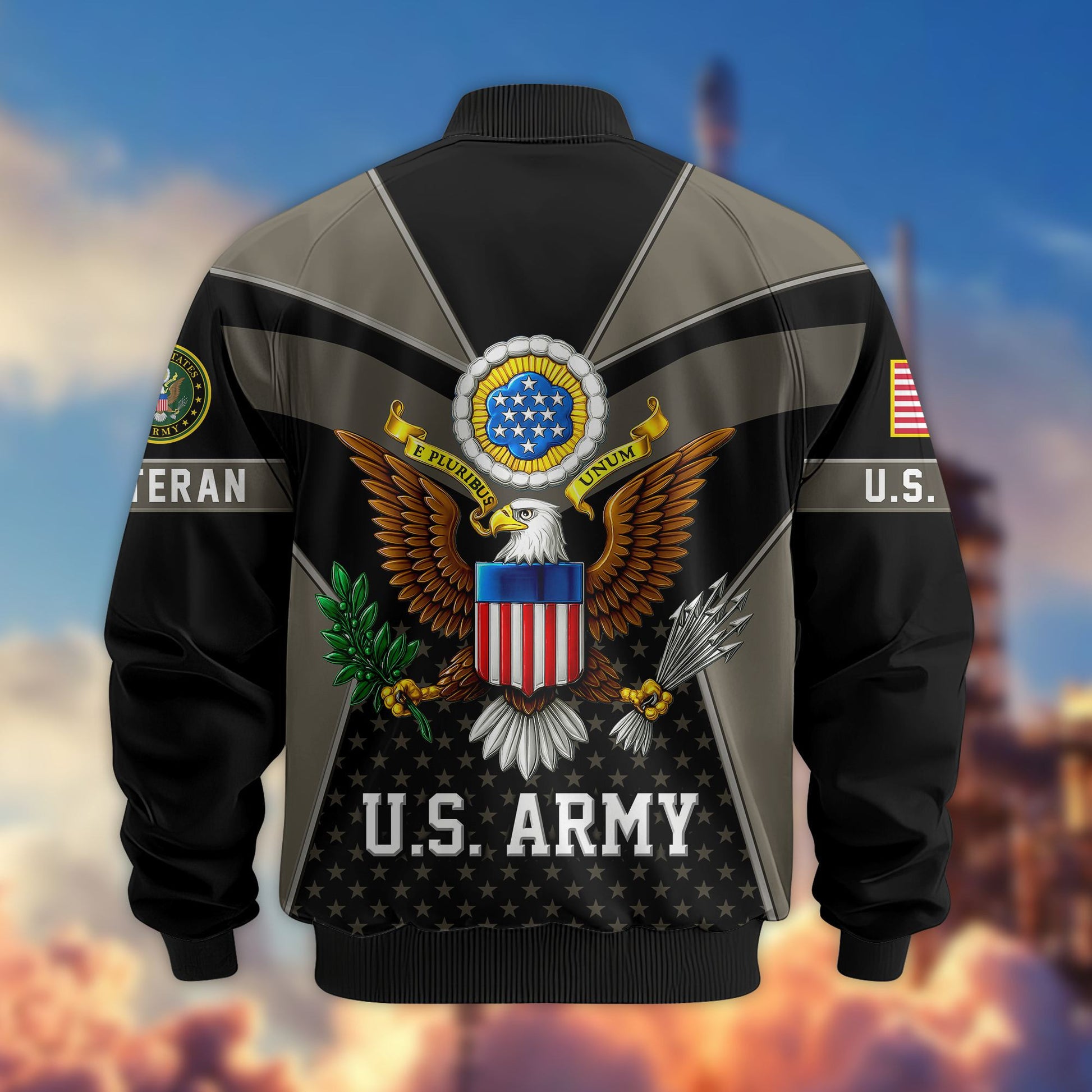 Premium US Veterans Bomber Jacket BPHN190813, Gifts For US Veterans, Gifts On Father's Day, Veterans Day.