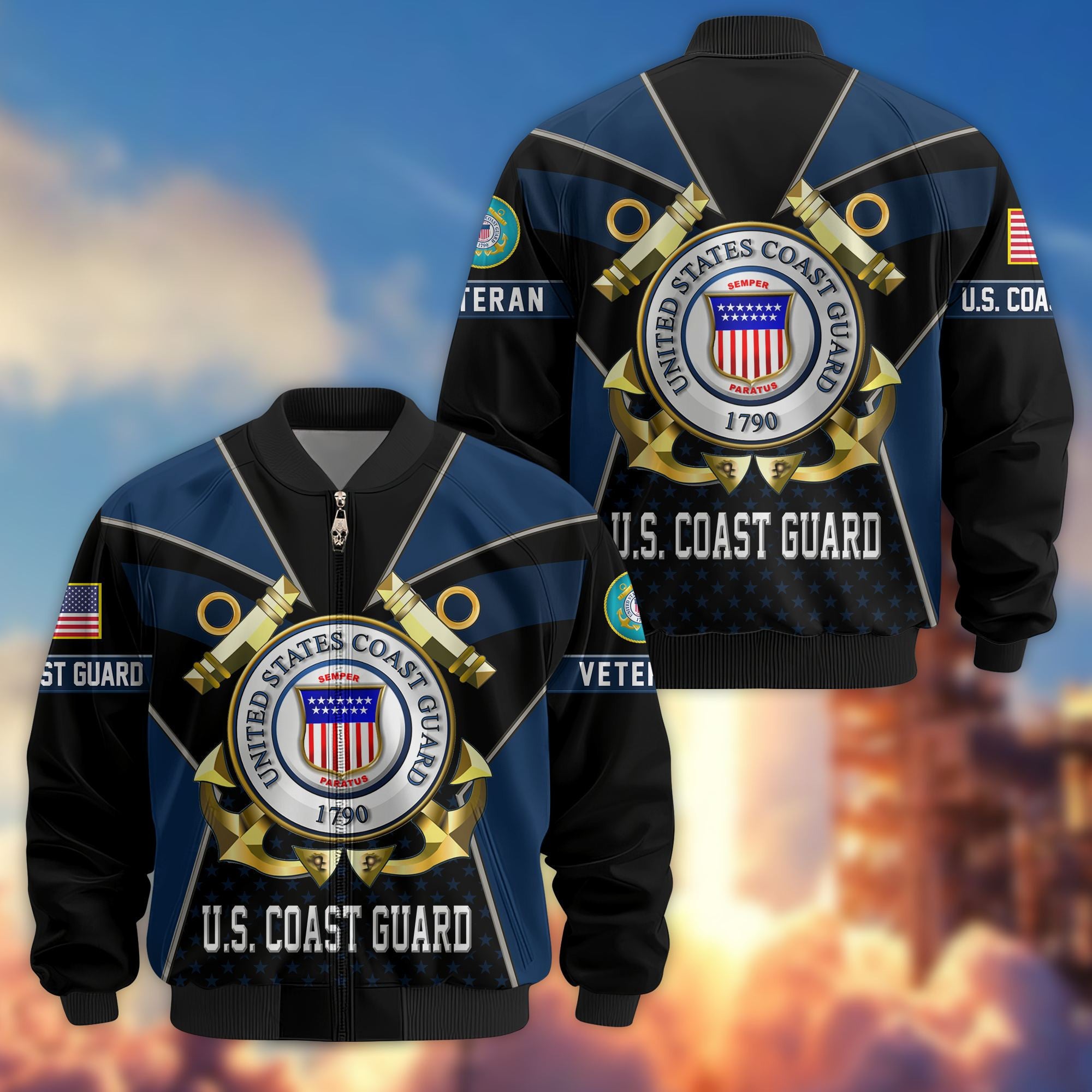 Premium US Veterans Bomber Jacket BPHN190813, Gifts For US Veterans, Gifts On Father's Day, Veterans Day.
