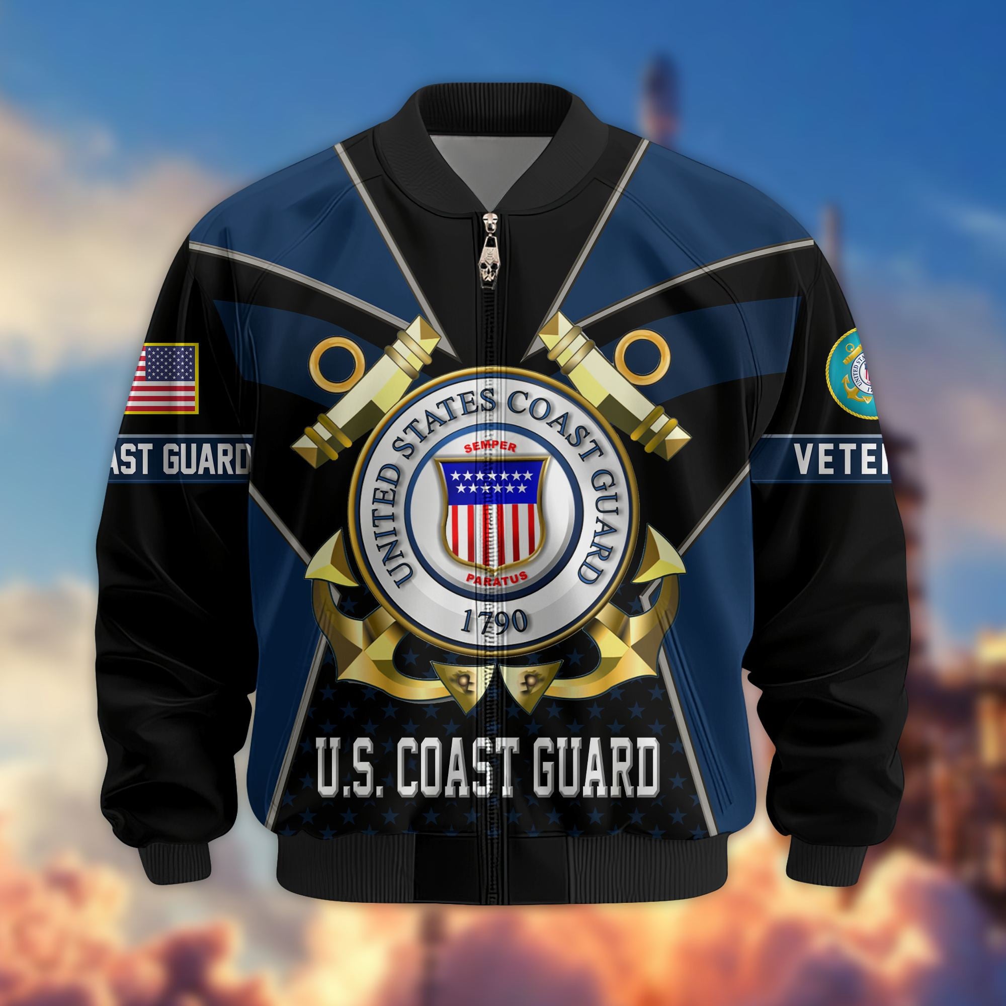 Premium US Veterans Bomber Jacket BPHN190813, Gifts For US Veterans, Gifts On Father's Day, Veterans Day.