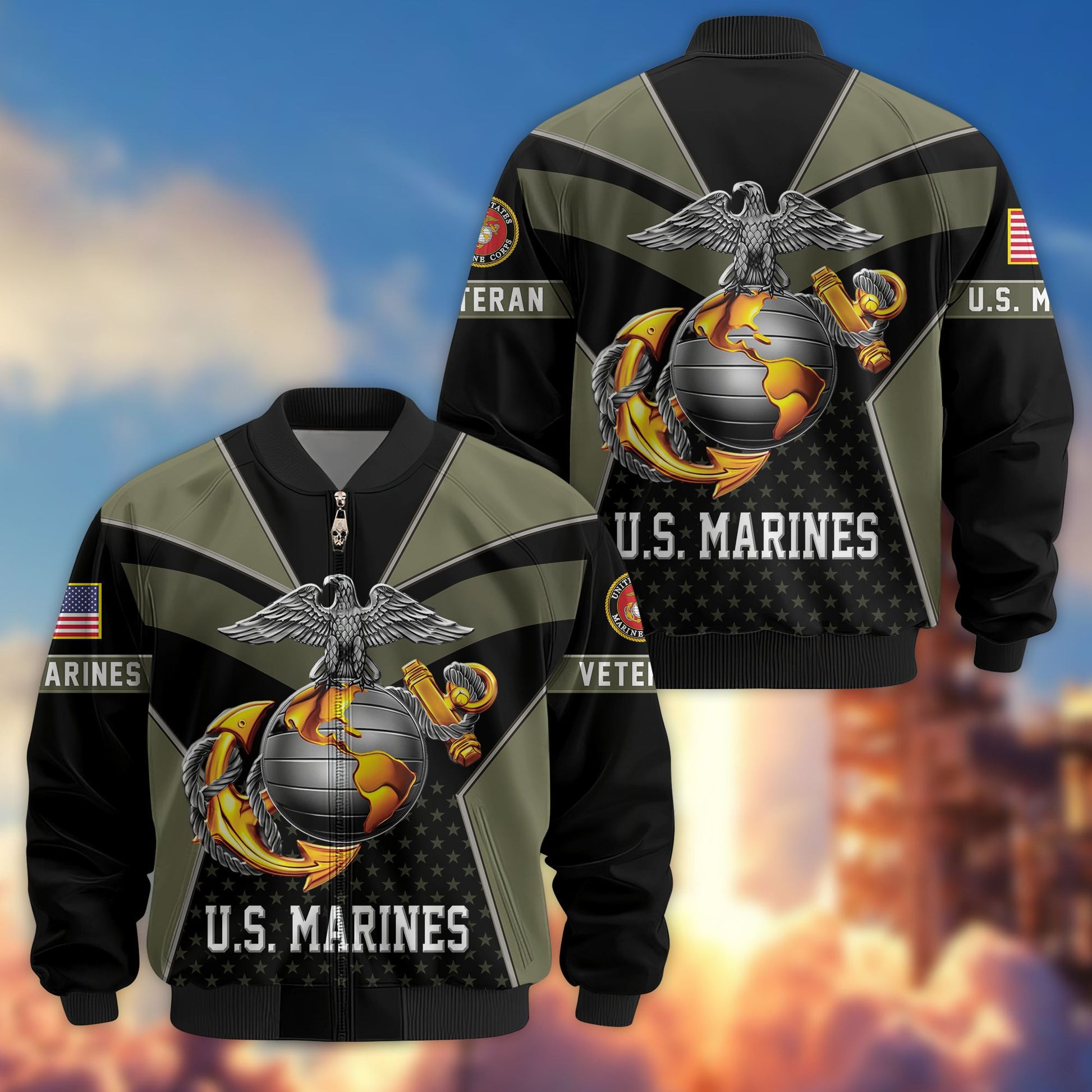 Premium US Veterans Bomber Jacket BPHN190813, Gifts For US Veterans, Gifts On Father's Day, Veterans Day.