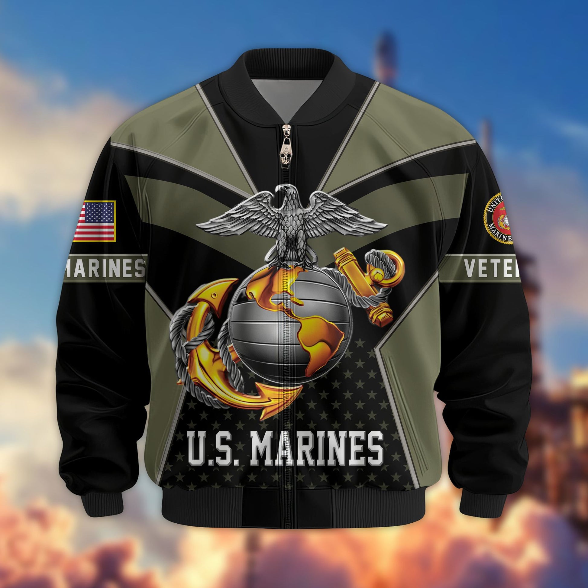 Premium US Veterans Bomber Jacket BPHN190813, Gifts For US Veterans, Gifts On Father's Day, Veterans Day.