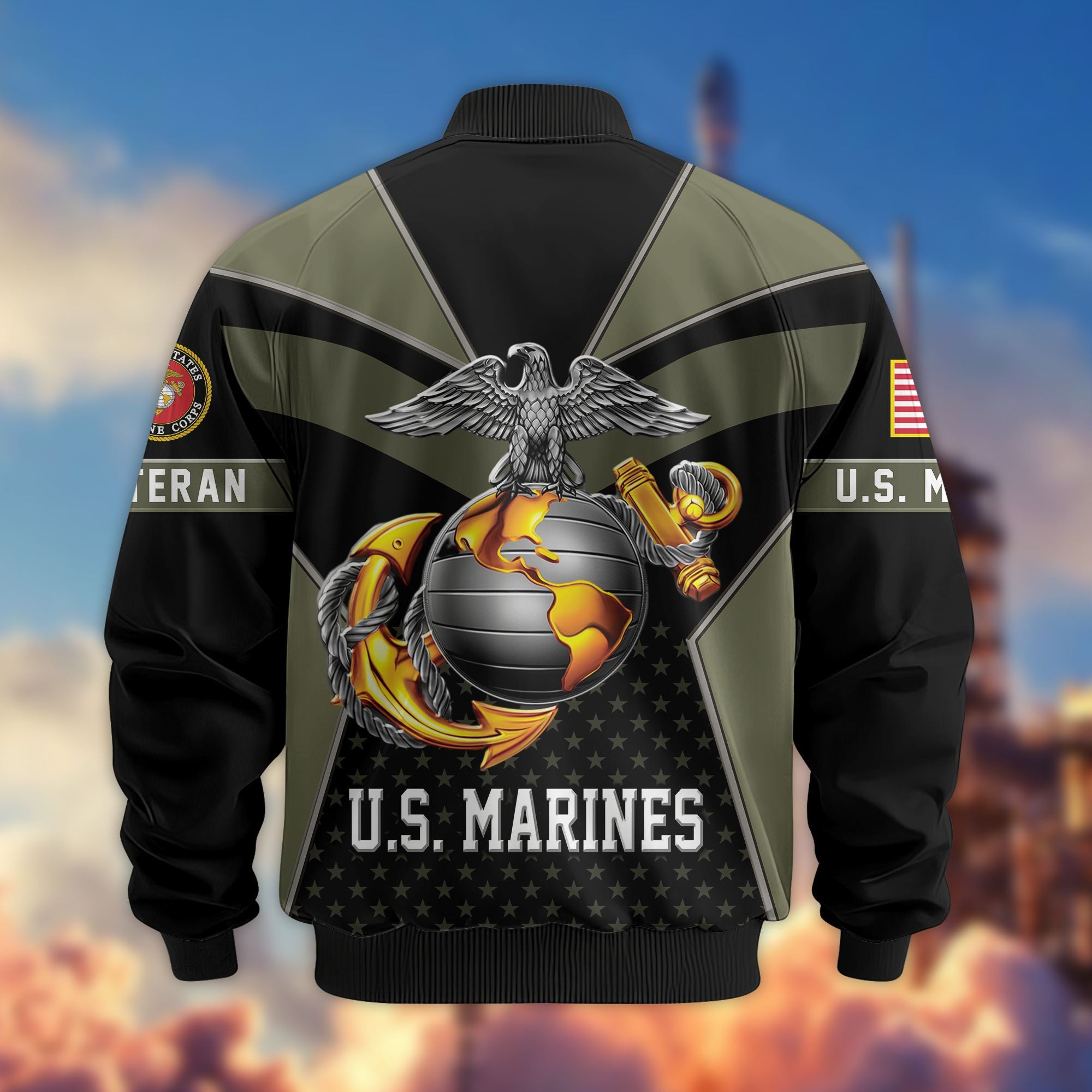 Premium US Veterans Bomber Jacket BPHN190813, Gifts For US Veterans, Gifts On Father's Day, Veterans Day.