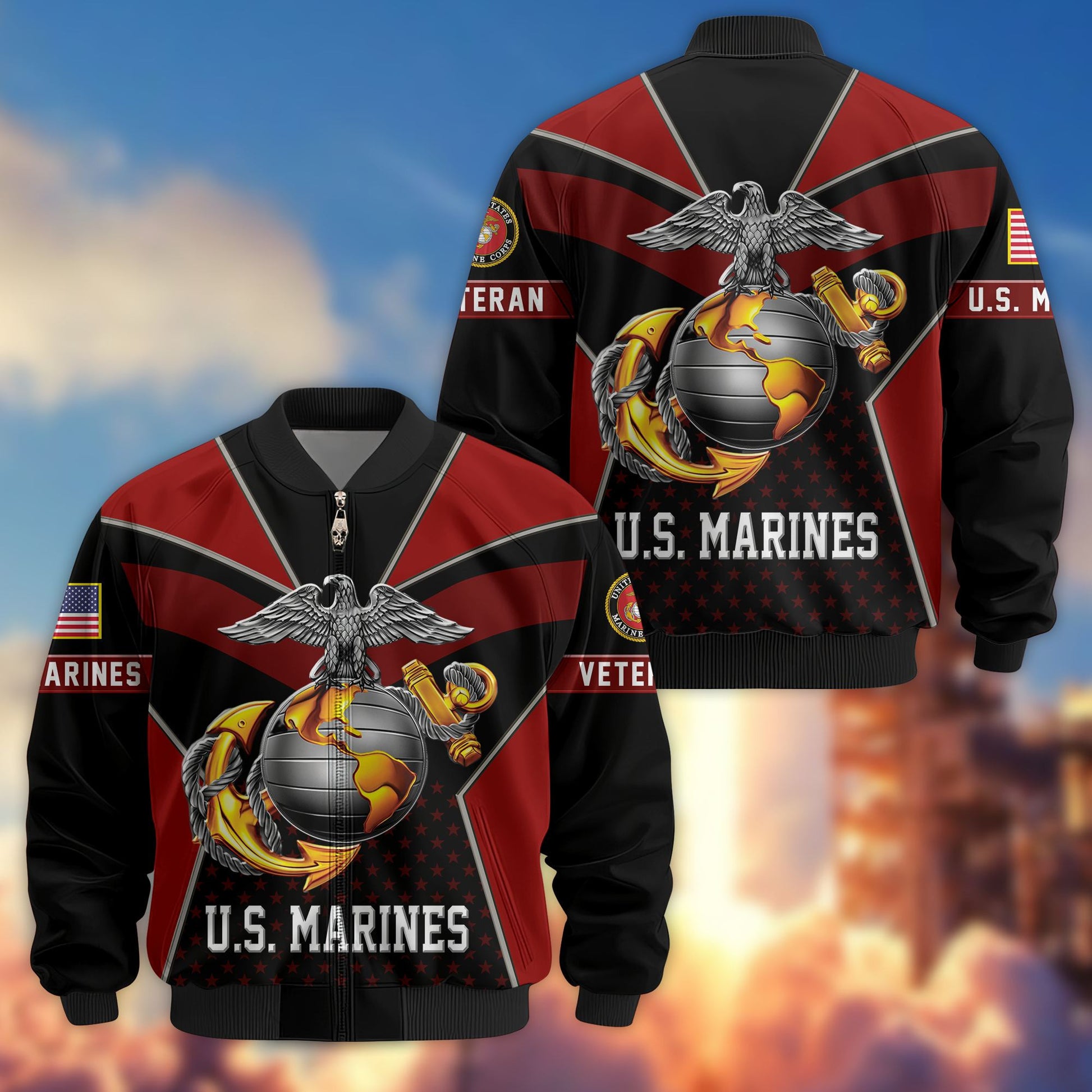 Premium US Veterans Bomber Jacket BPHN190813, Gifts For US Veterans, Gifts On Father's Day, Veterans Day.