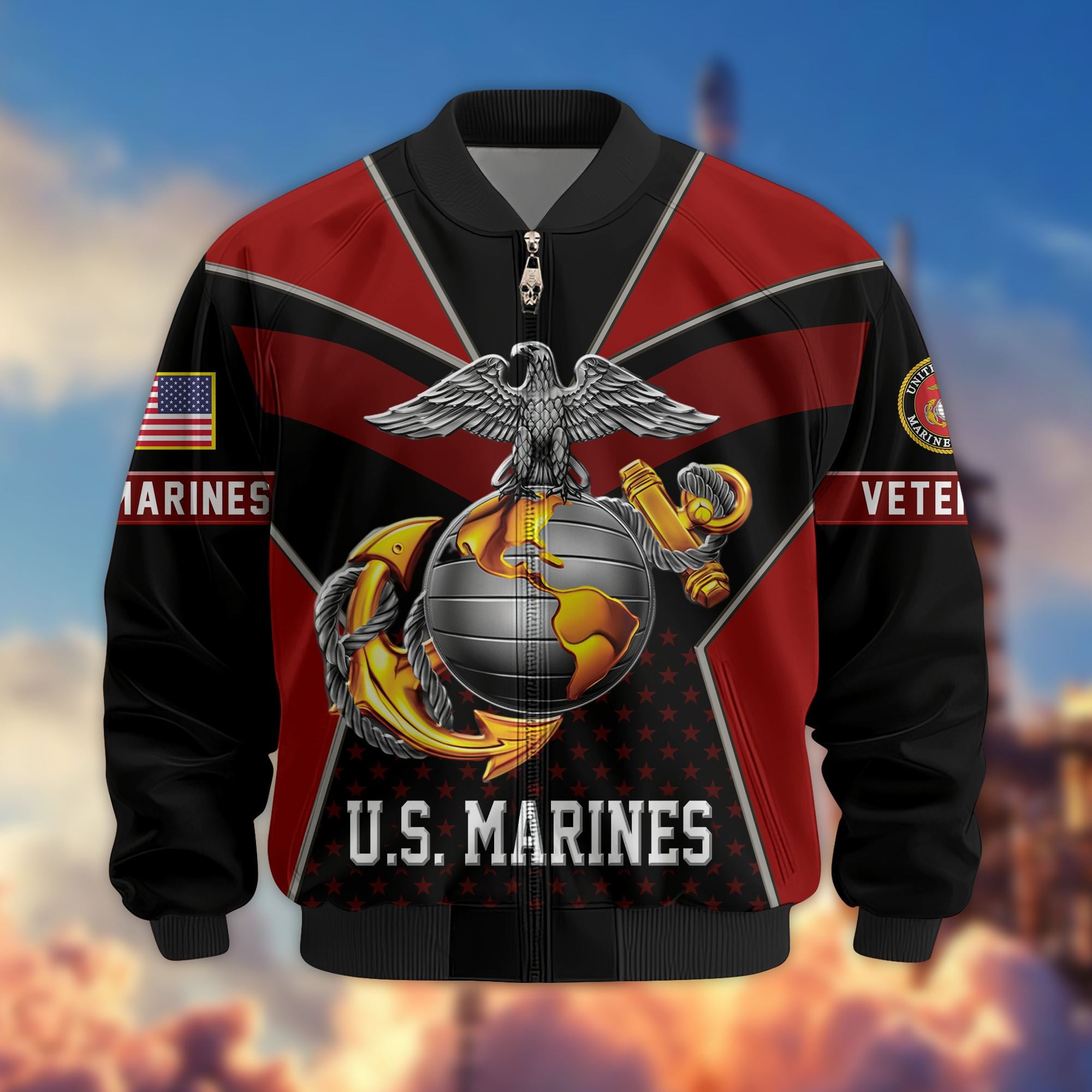 Premium US Veterans Bomber Jacket BPHN190813, Gifts For US Veterans, Gifts On Father's Day, Veterans Day.