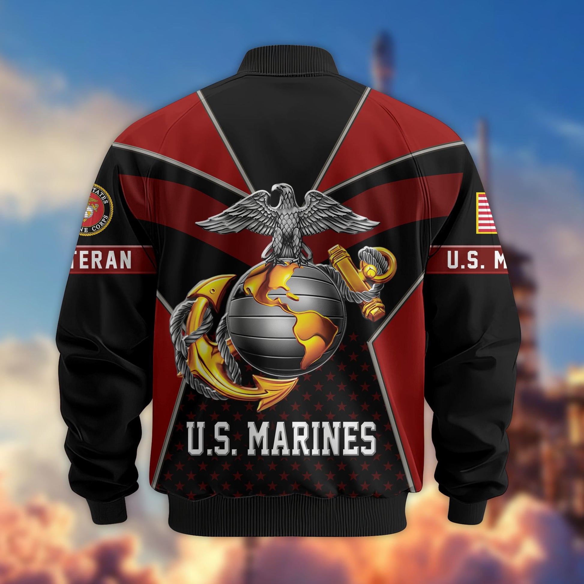 Premium US Veterans Bomber Jacket BPHN190813, Gifts For US Veterans, Gifts On Father's Day, Veterans Day.