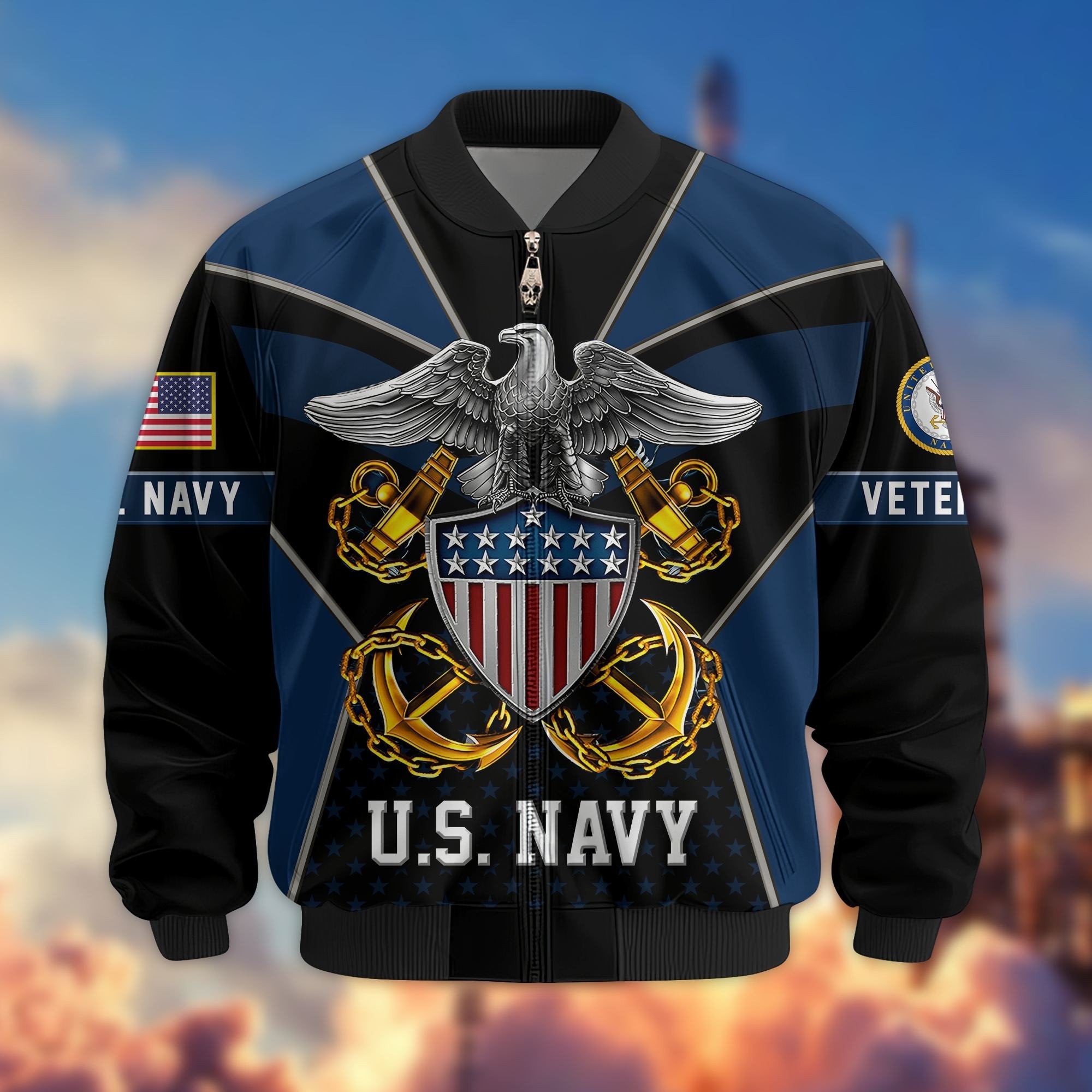 Premium US Veterans Bomber Jacket BPHN190813, Gifts For US Veterans, Gifts On Father's Day, Veterans Day.