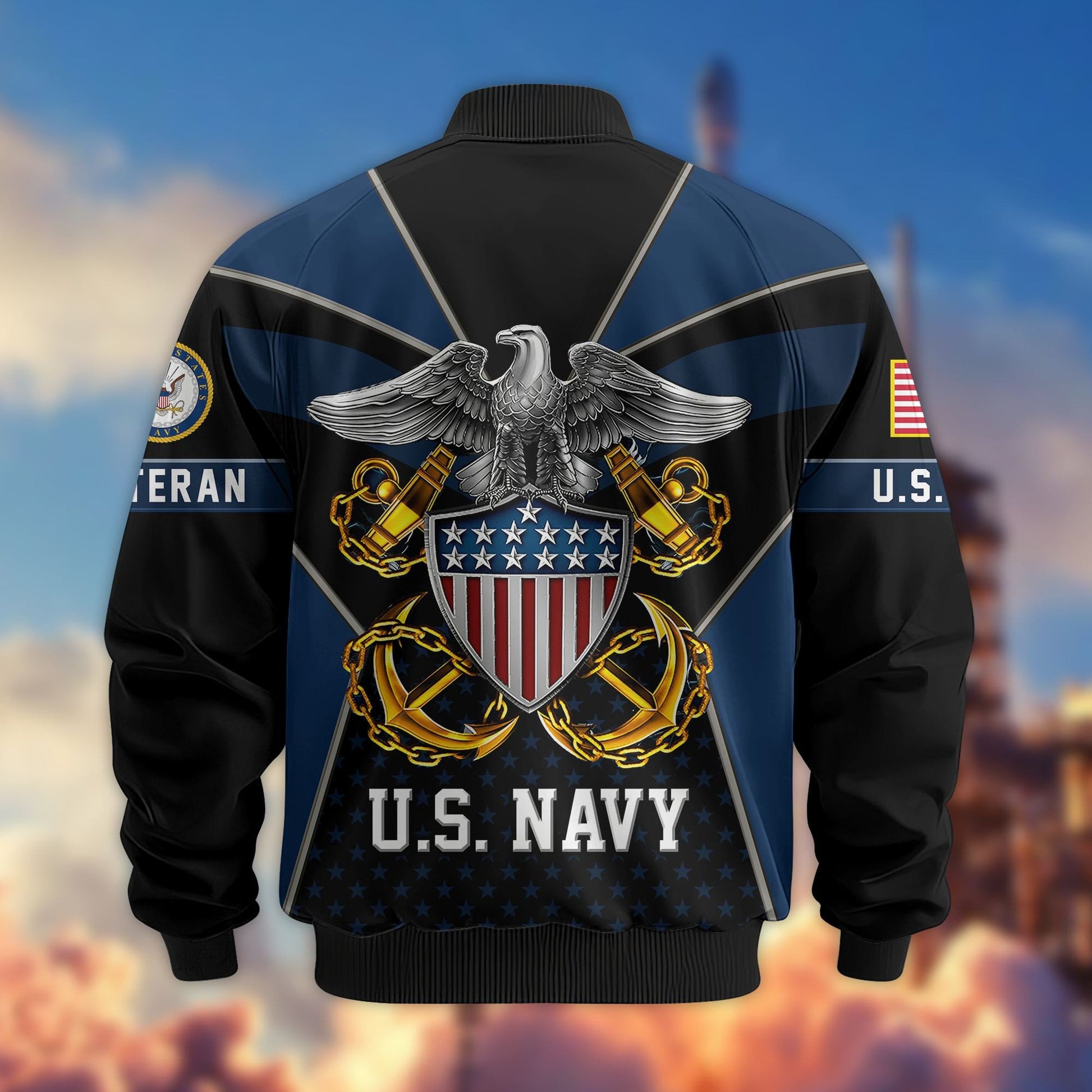 Premium US Veterans Bomber Jacket BPHN190813, Gifts For US Veterans, Gifts On Father's Day, Veterans Day.