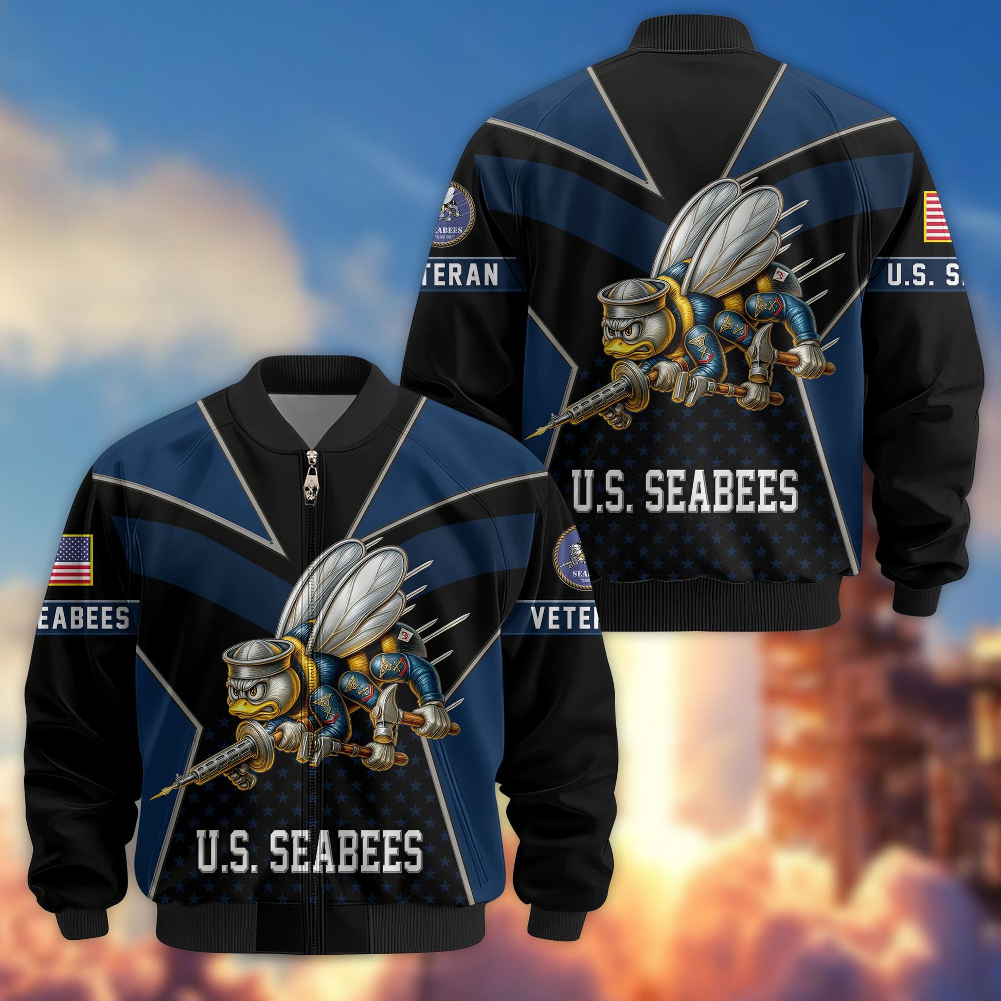 Premium US Veterans Bomber Jacket BPHN190813, Gifts For US Veterans, Gifts On Father's Day, Veterans Day.