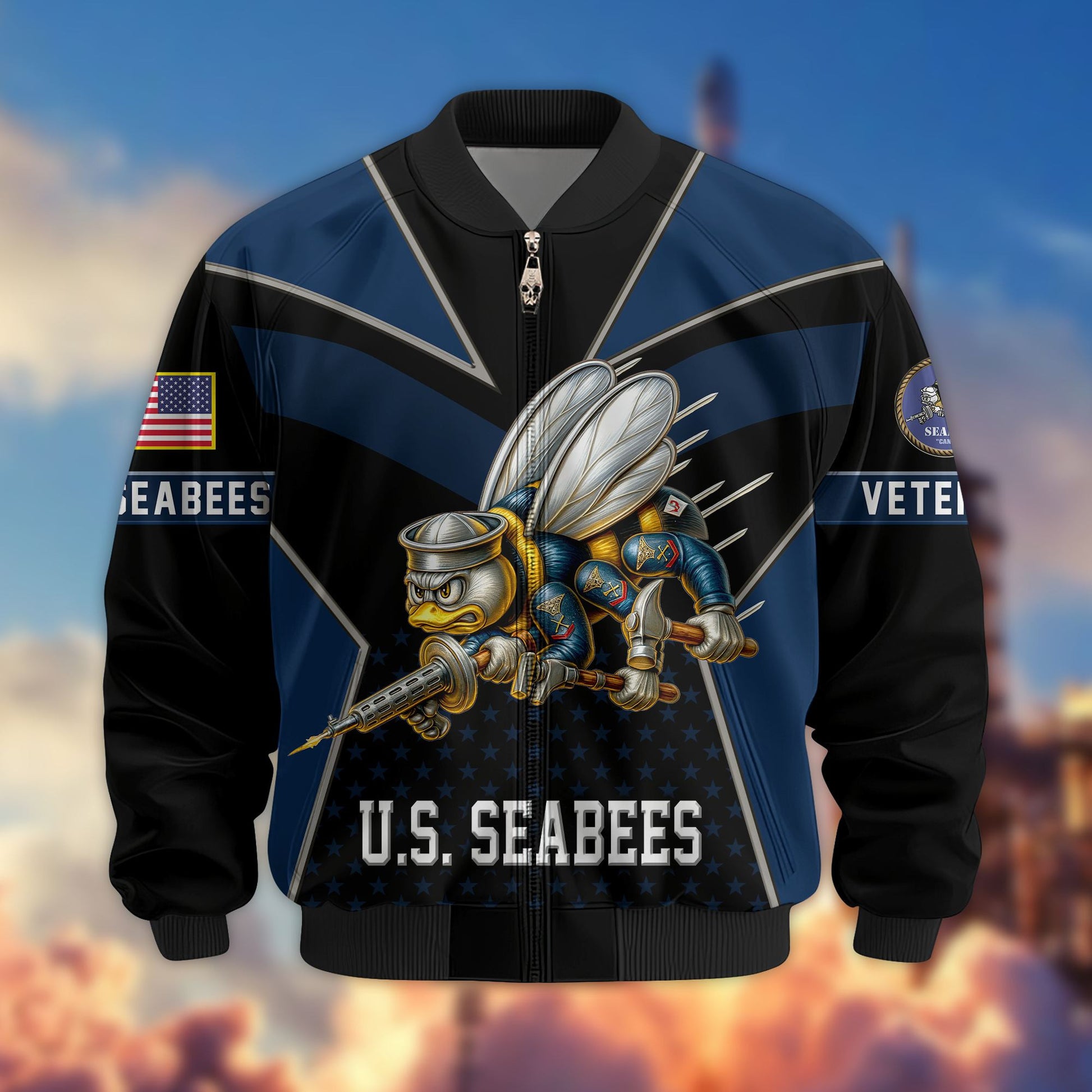 Premium US Veterans Bomber Jacket BPHN190813, Gifts For US Veterans, Gifts On Father's Day, Veterans Day.