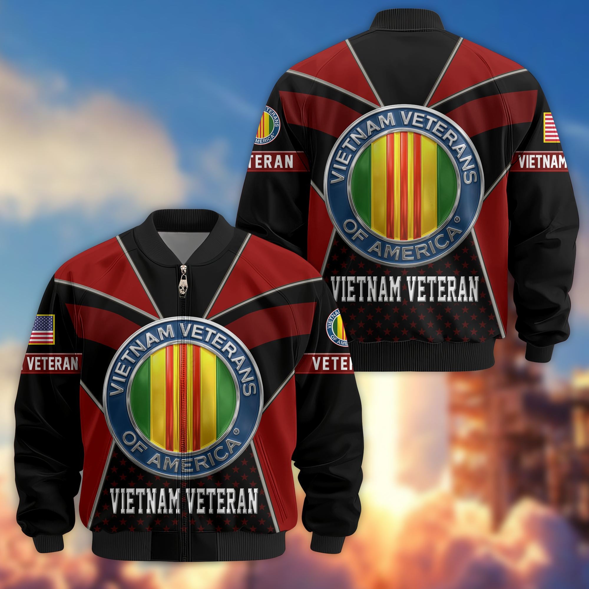 Premium US Veterans Bomber Jacket BPHN190813, Gifts For US Veterans, Gifts On Father's Day, Veterans Day.