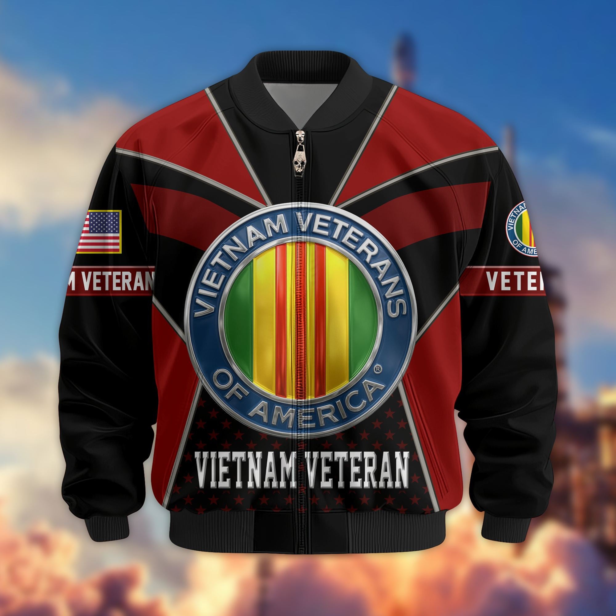 Premium US Veterans Bomber Jacket BPHN190813, Gifts For US Veterans, Gifts On Father's Day, Veterans Day.