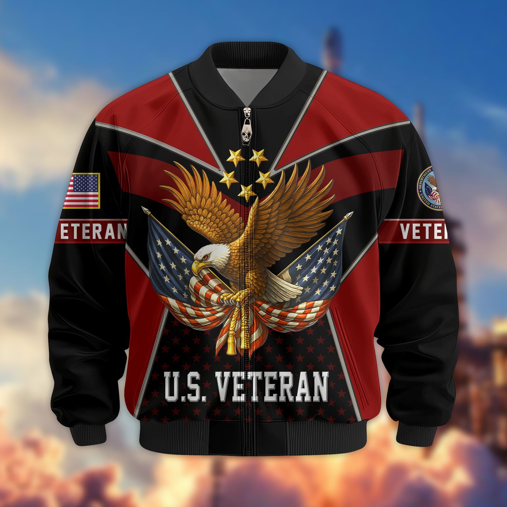 Premium US Veterans Bomber Jacket BPHN190813, Gifts For US Veterans, Gifts On Father's Day, Veterans Day.