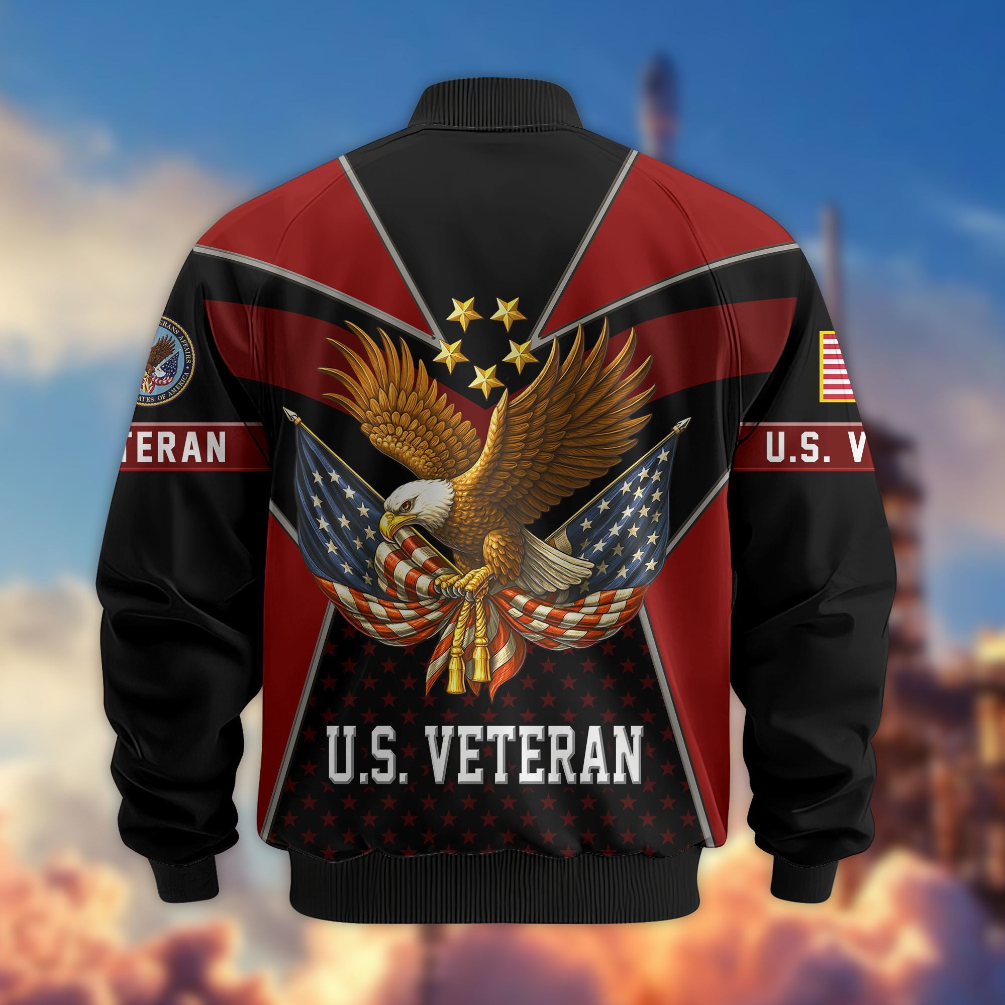 Premium US Veterans Bomber Jacket BPHN190813, Gifts For US Veterans, Gifts On Father's Day, Veterans Day.