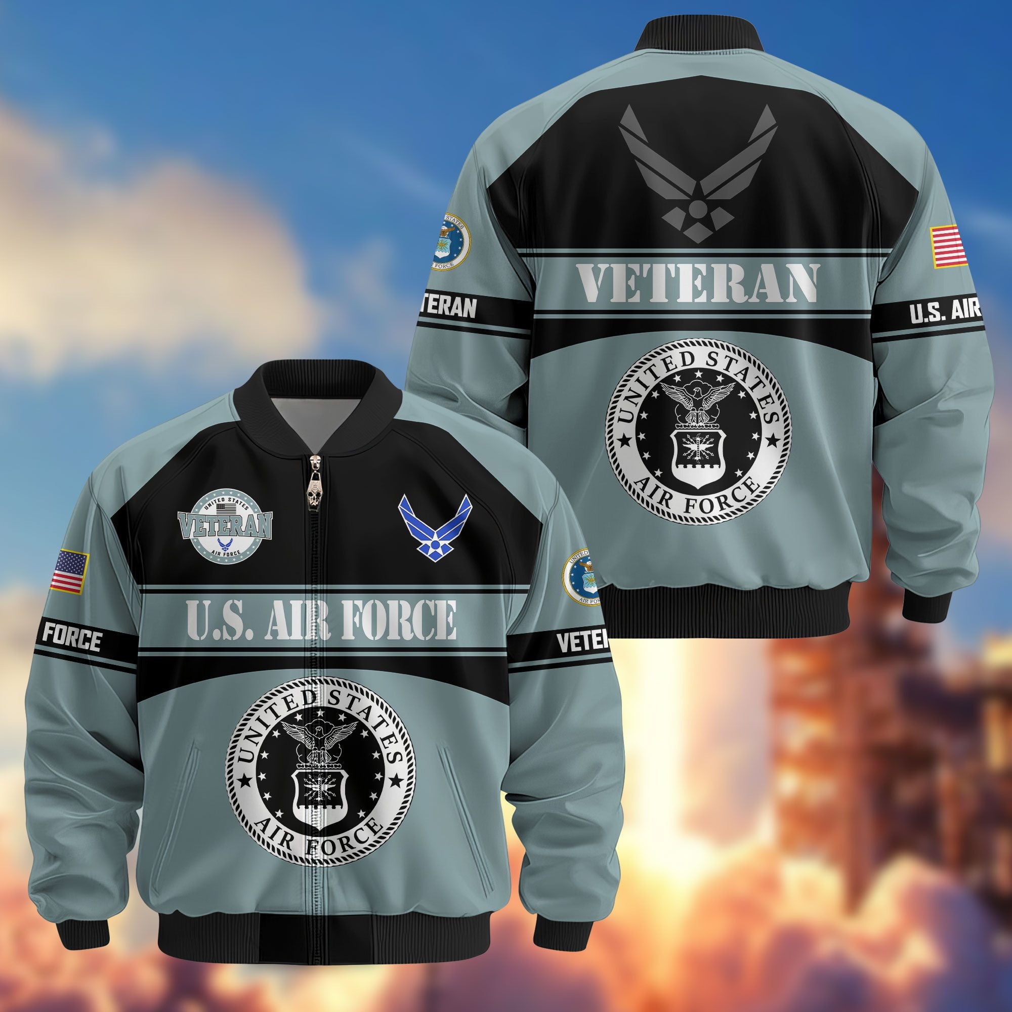 Premium US Veterans Bomber Jacket ATTN270821, Gifts For US Veterans, Gifts On Father's Day, Veterans Day.