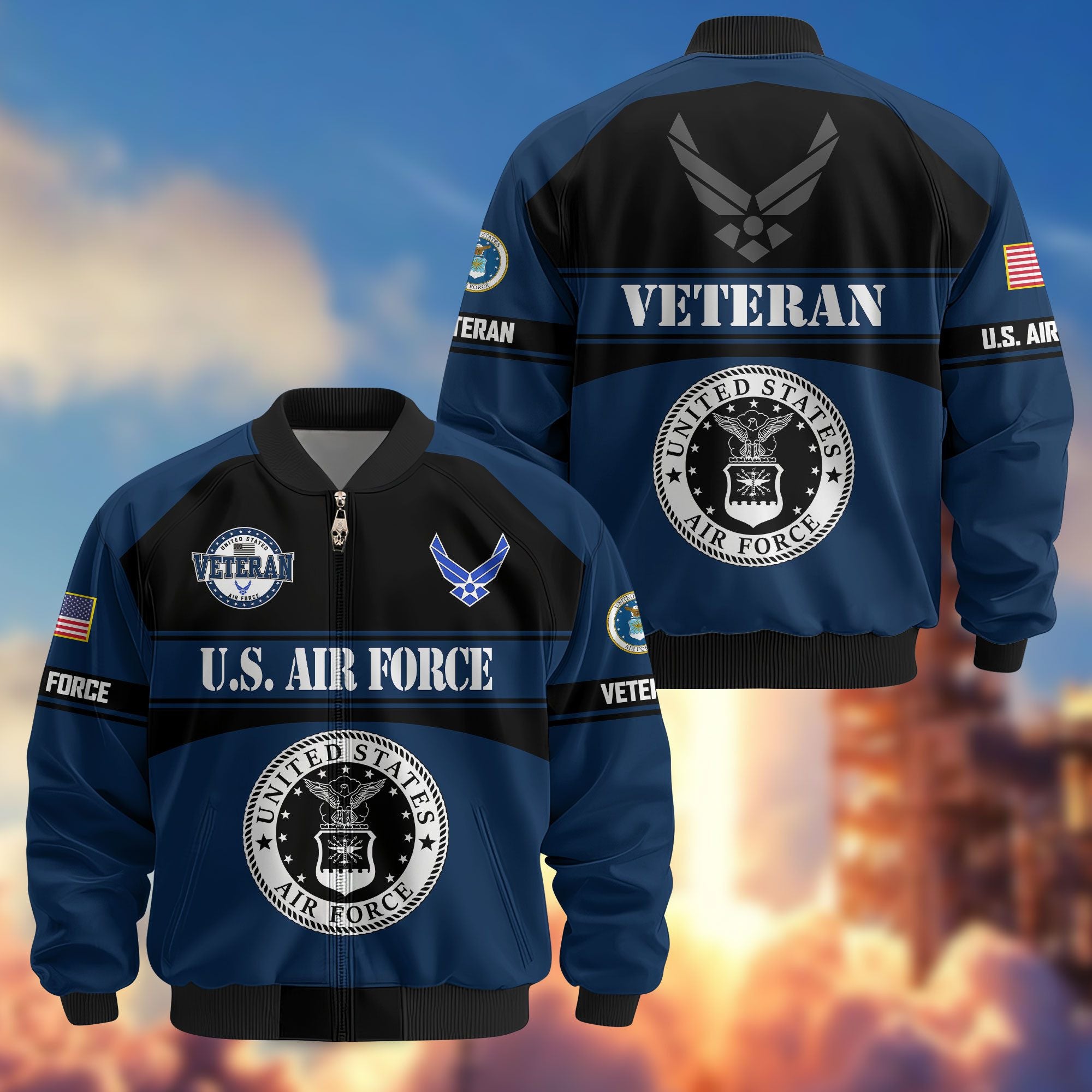Premium US Veterans Bomber Jacket ATTN270821, Gifts For US Veterans, Gifts On Father's Day, Veterans Day.